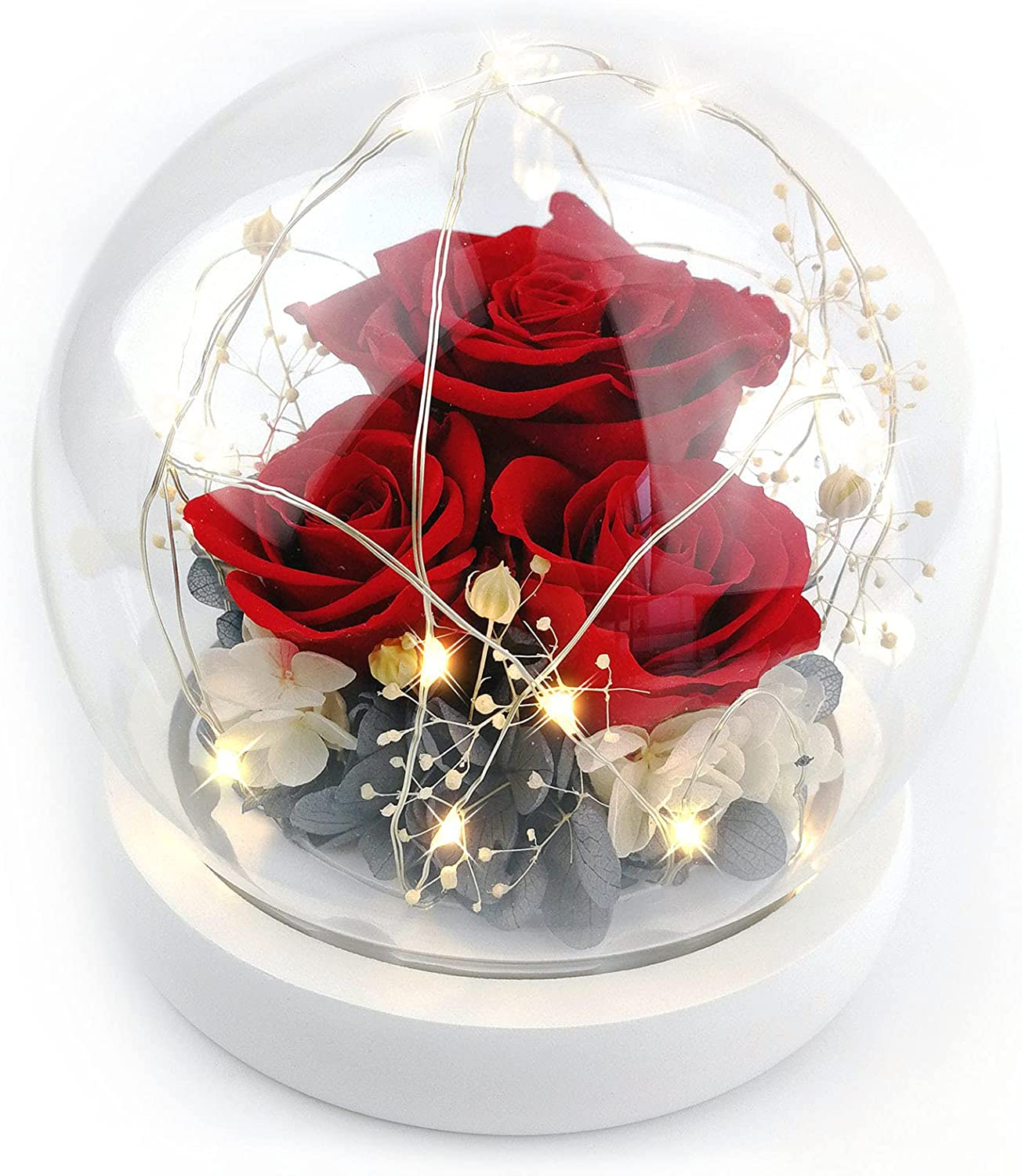 Kylin Glory Forever Flowers Real Eternal Roses Preserved Flowers Gift with LED Mood Lights for Valentine'S Day Birthday Anniversary, Elegant Present for Girlfriend Wife Mom Women (Sparkle Red) - Black image number 6