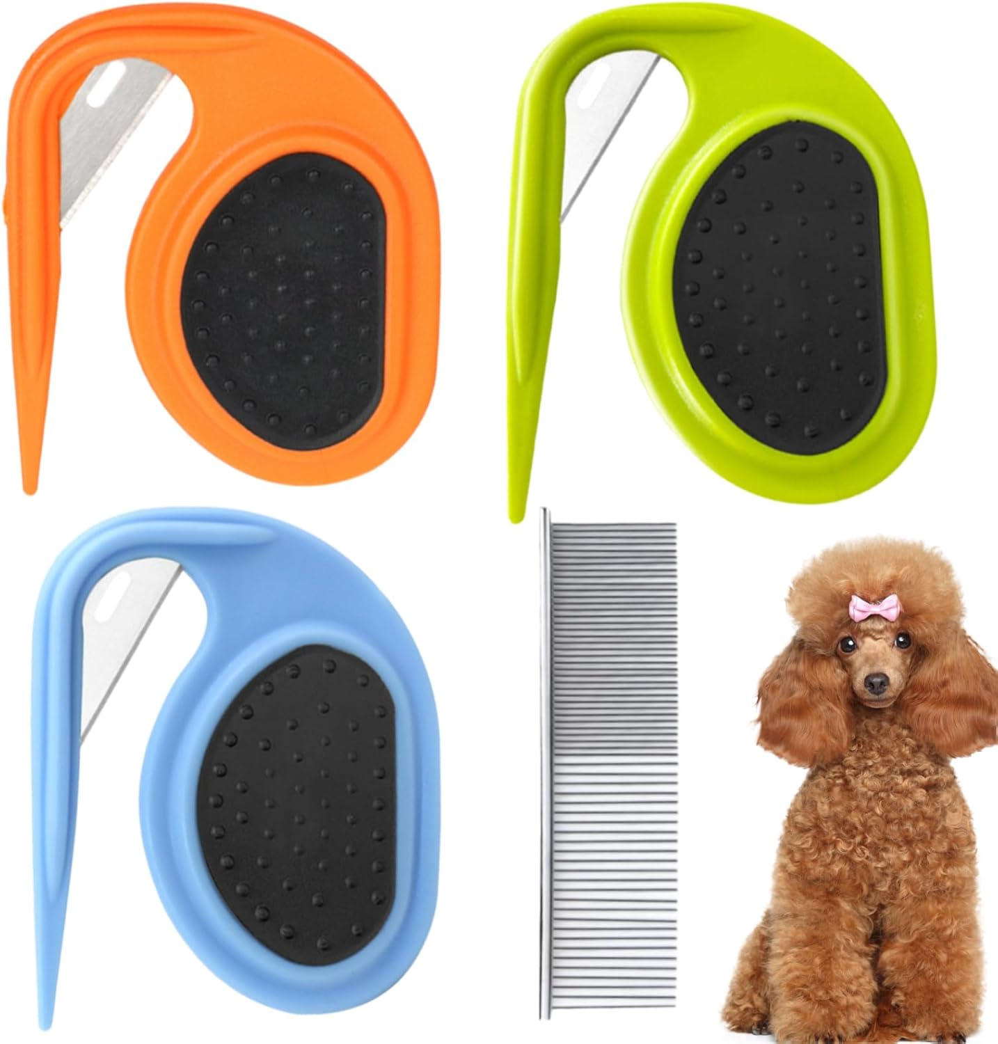 TYXHXTF 4 Pieces Pet Combs, Pet Grooming Brush, Dog Brushes for Grooming, Dematting Comb for Dogs and Cats, Fur Detangling Tool for Pets image number 1