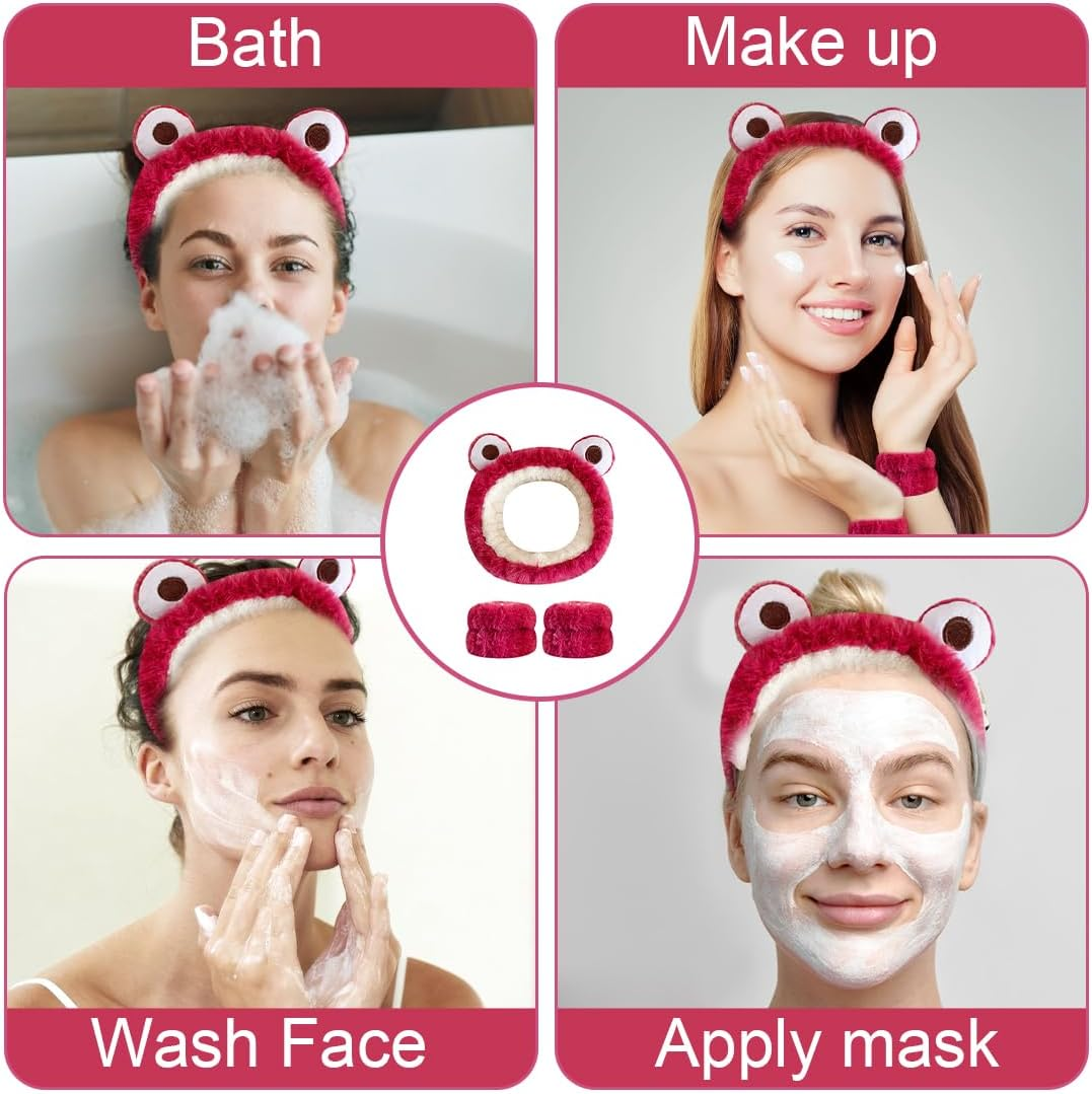 NHQZ Pack of 3 Hair Band Cosmetic, Wrist Wash Band, Make-Up Hair Band, Elastic Face Wrist Wash Band, Hair Accessories for Washing Face, A image number 2