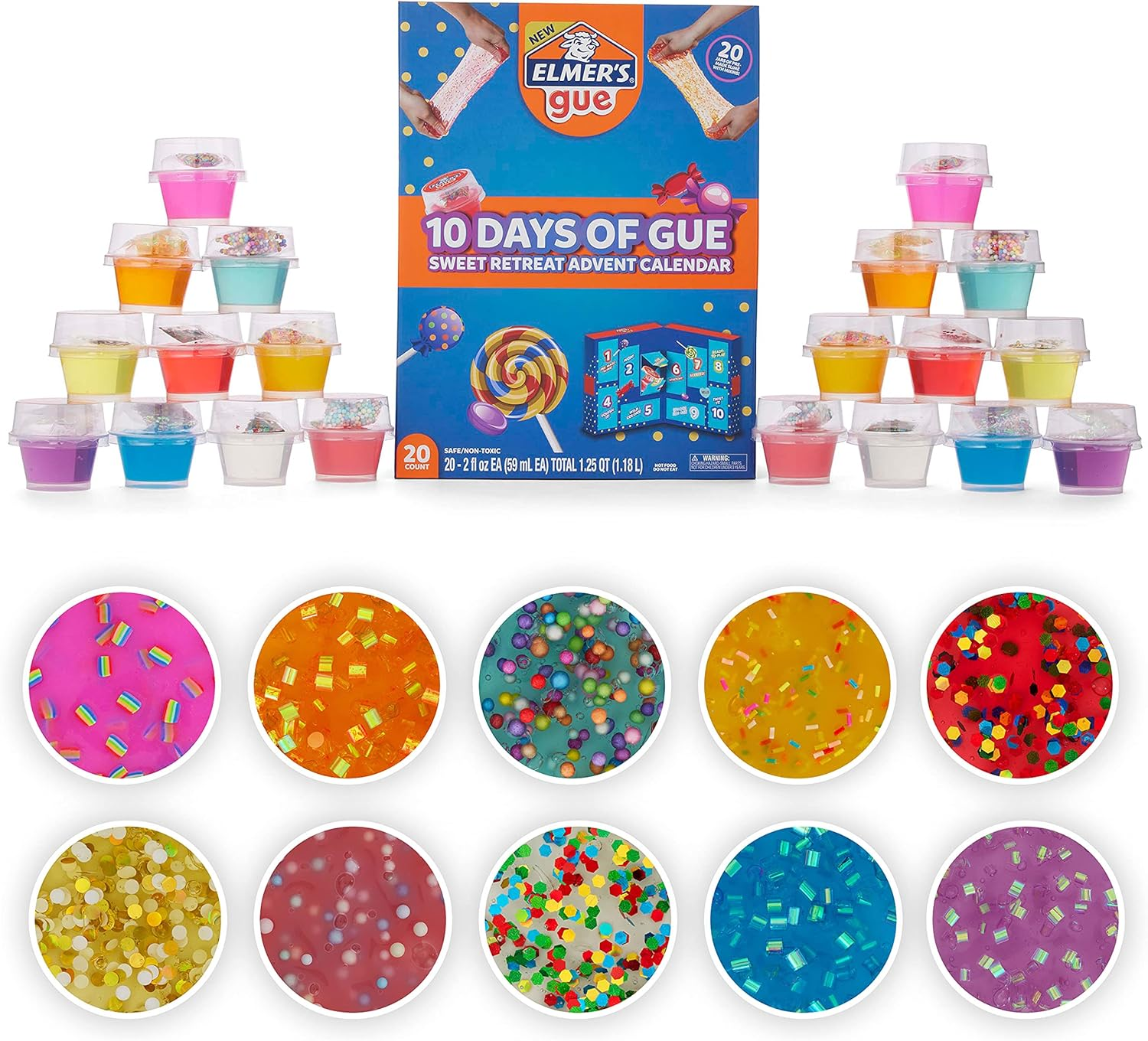 Elmer&rsquo;S GUE Premade Slime, Slime Kit, Includes Fun, Unique Add-Ins, Party Pack, 20 Count