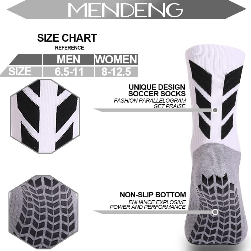 MENDENG Mens Grip Socks Soccer Non Slip Socks for Men anti Slip Hospital Socks Non Skid Training Athletic Socks image number 3