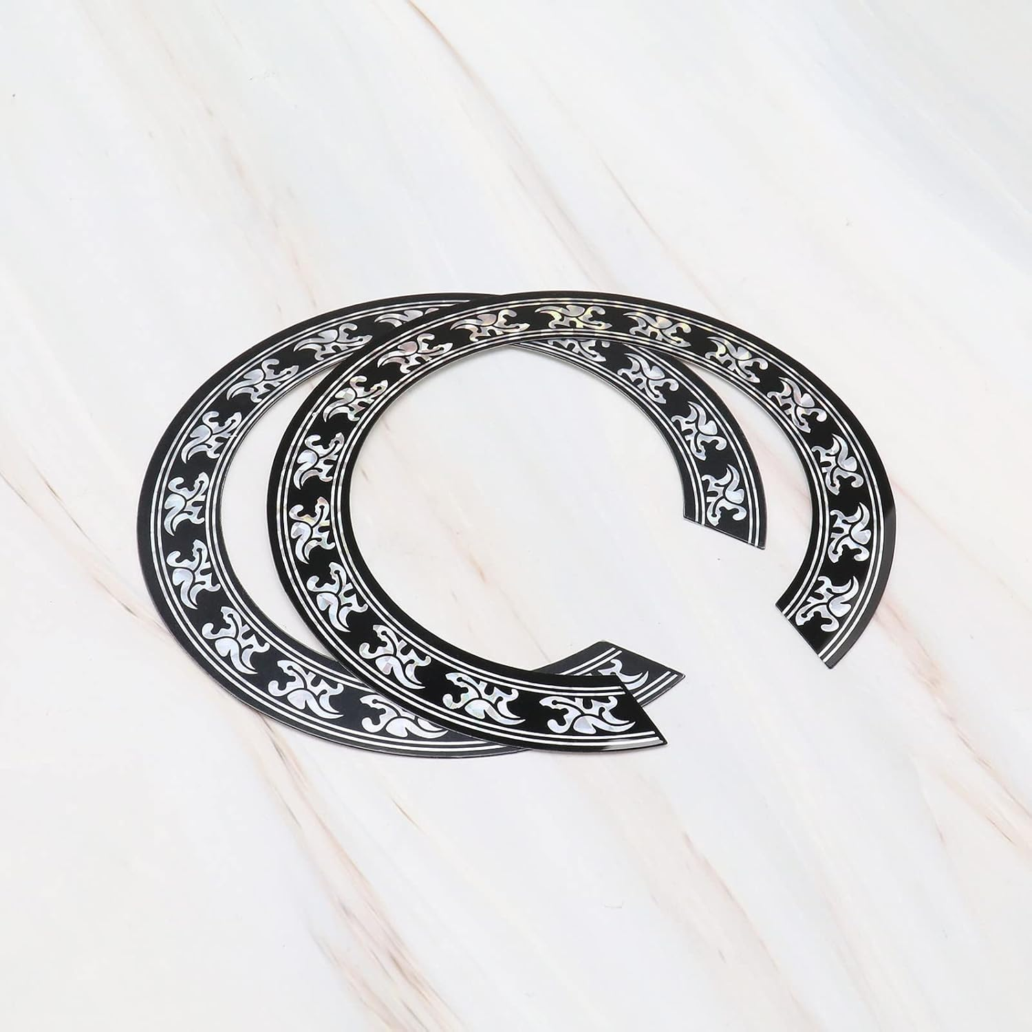 Ecsing 2PCS Guitar Sound Hole Sticker Self-Adhesive Acoustic Guitar Inlay Decal Classical Guitar Rosette Decoration Decal Musical Instrument Accessory 104Mm image number 4