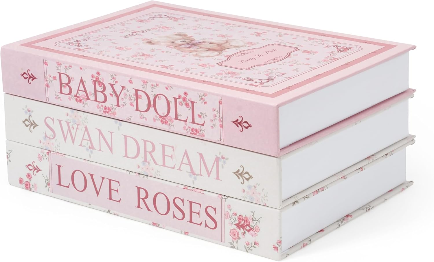 Twodays Fashion Designer Coffee Table Books for Shelf, Girly Light Pink Room Decor, Luxury Decorative Fake Books. (Set of 3)