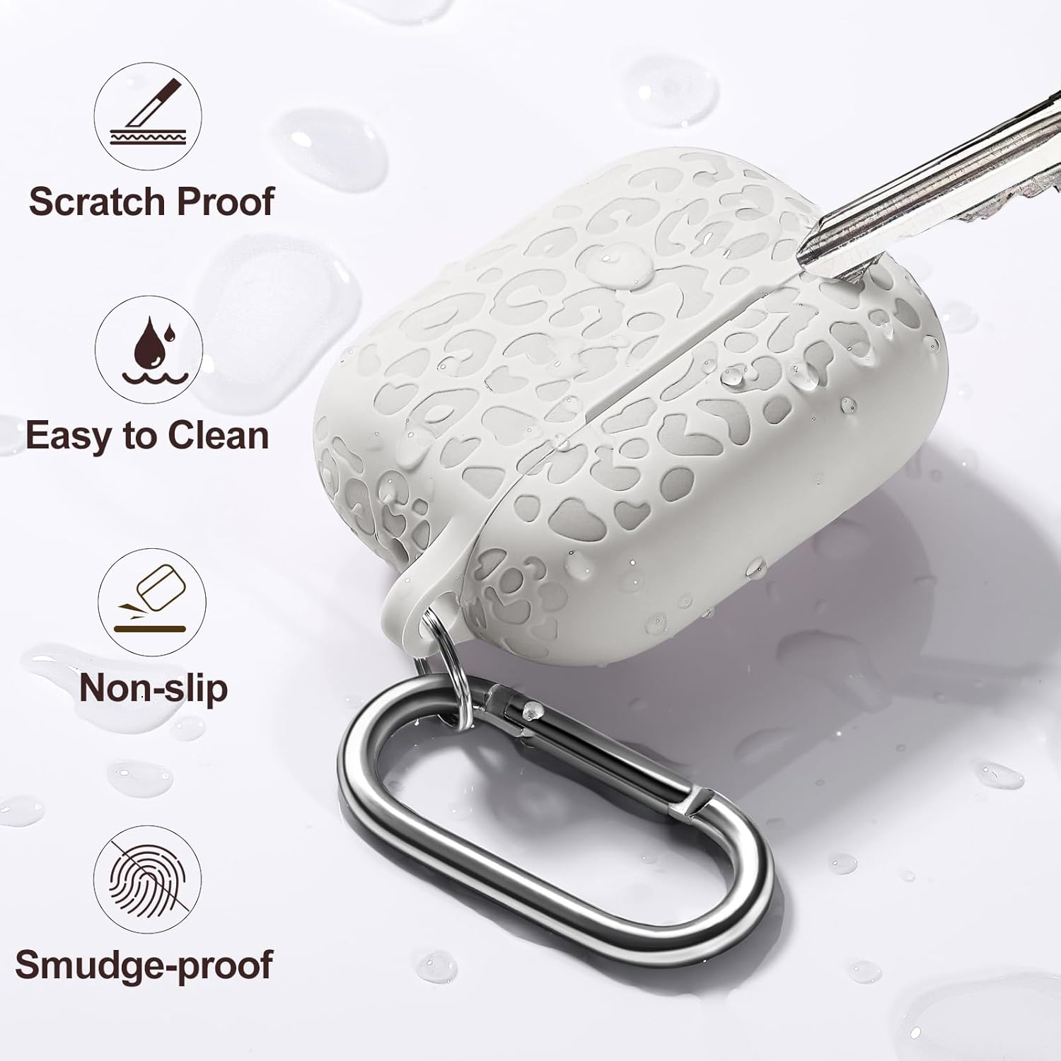 WJK Leopard Engraved Case Compatible with Apple Airpods Pro Case 2Nd 1St Generation Case Cover/Airpods Pro Case, Soft Silicone Skin Full Protective Cover for Airpods Pro 2 Case, Starlight image number 4