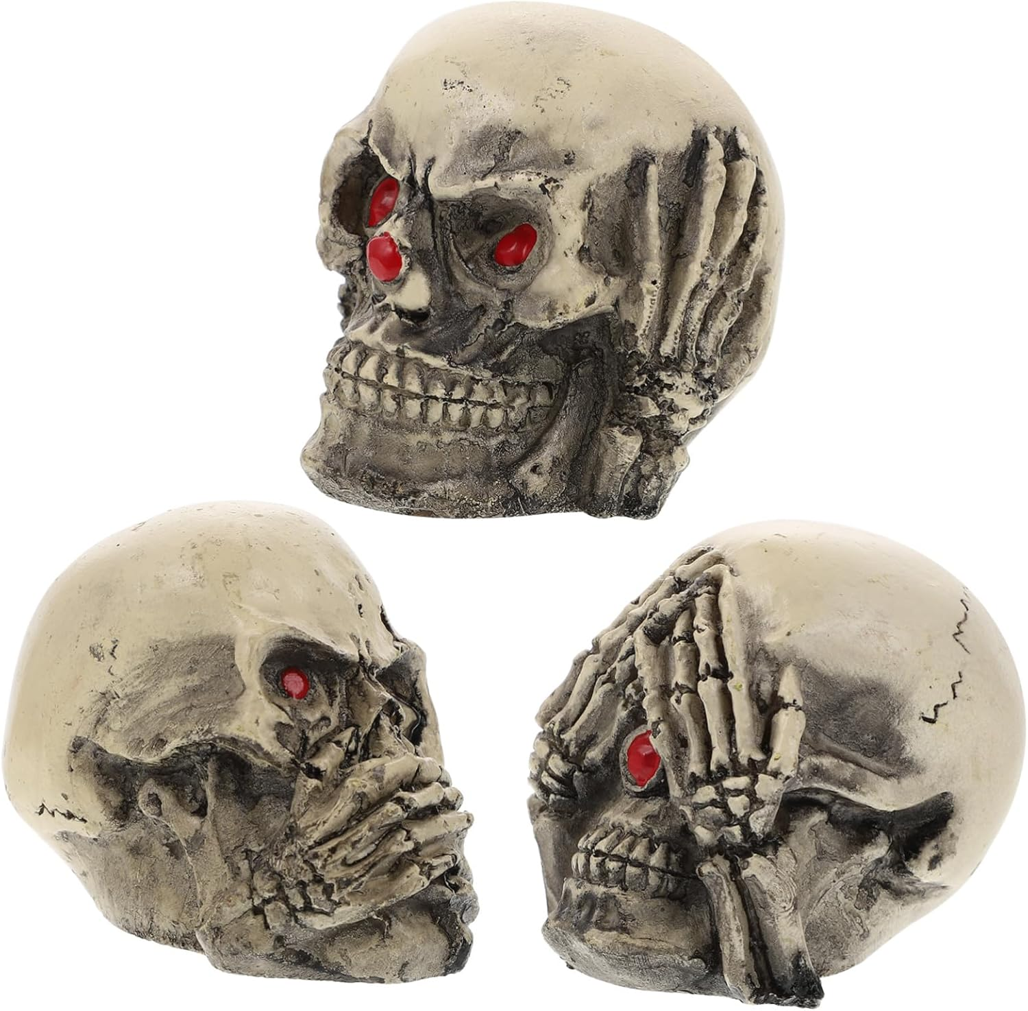 3Pcs Resin Skulls Aquarium Decor Fish Tank Landscaping Ornaments for Crawling Pets Sturdy Compact Halloween Scene Decoration image number 5