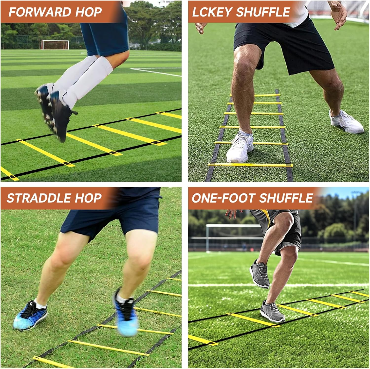 Agility Ladder 10/12 Rung Adjustable Speed Ladder, Speed Training Ladder Drill, Sports Workout Equipment for Football Soccer Footwork Exercise with Carrying Bag image number 4