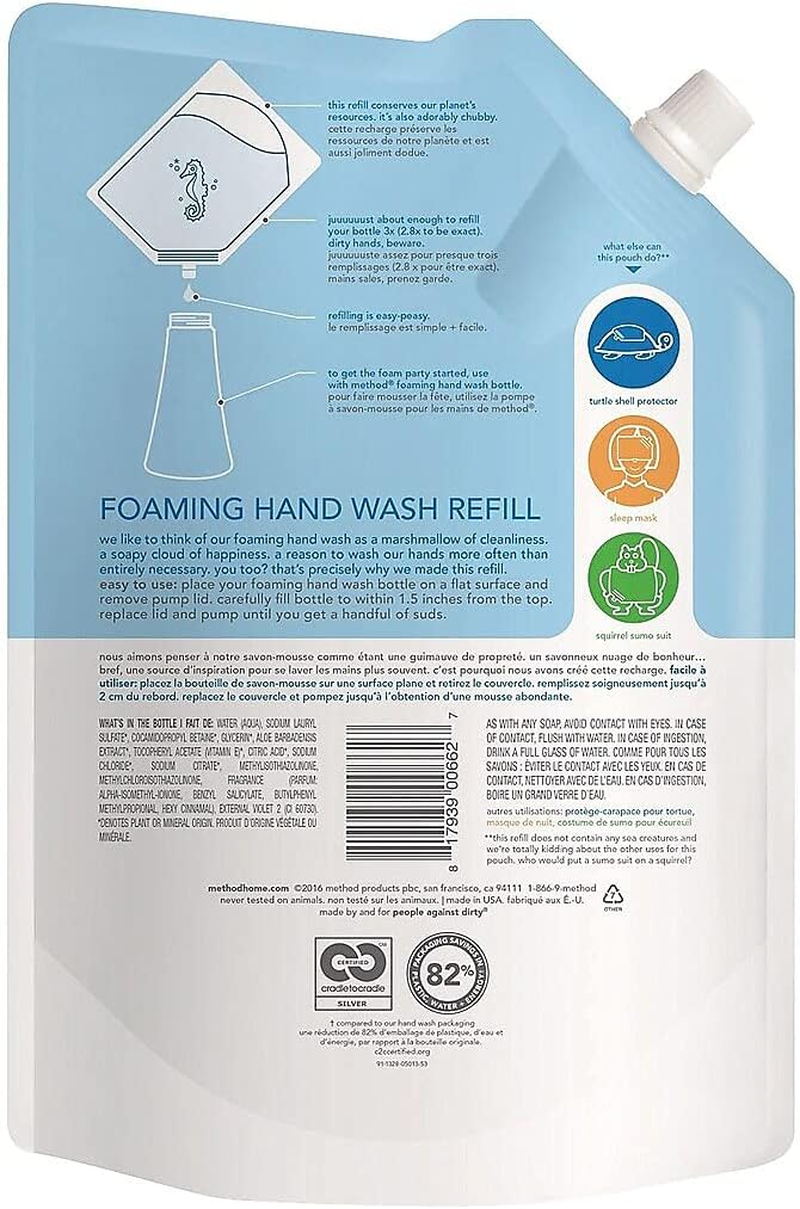 (1 Pack) - Method Foaming Hand Wash Refill Pouch, Sweet Water, 830Ml image number 2