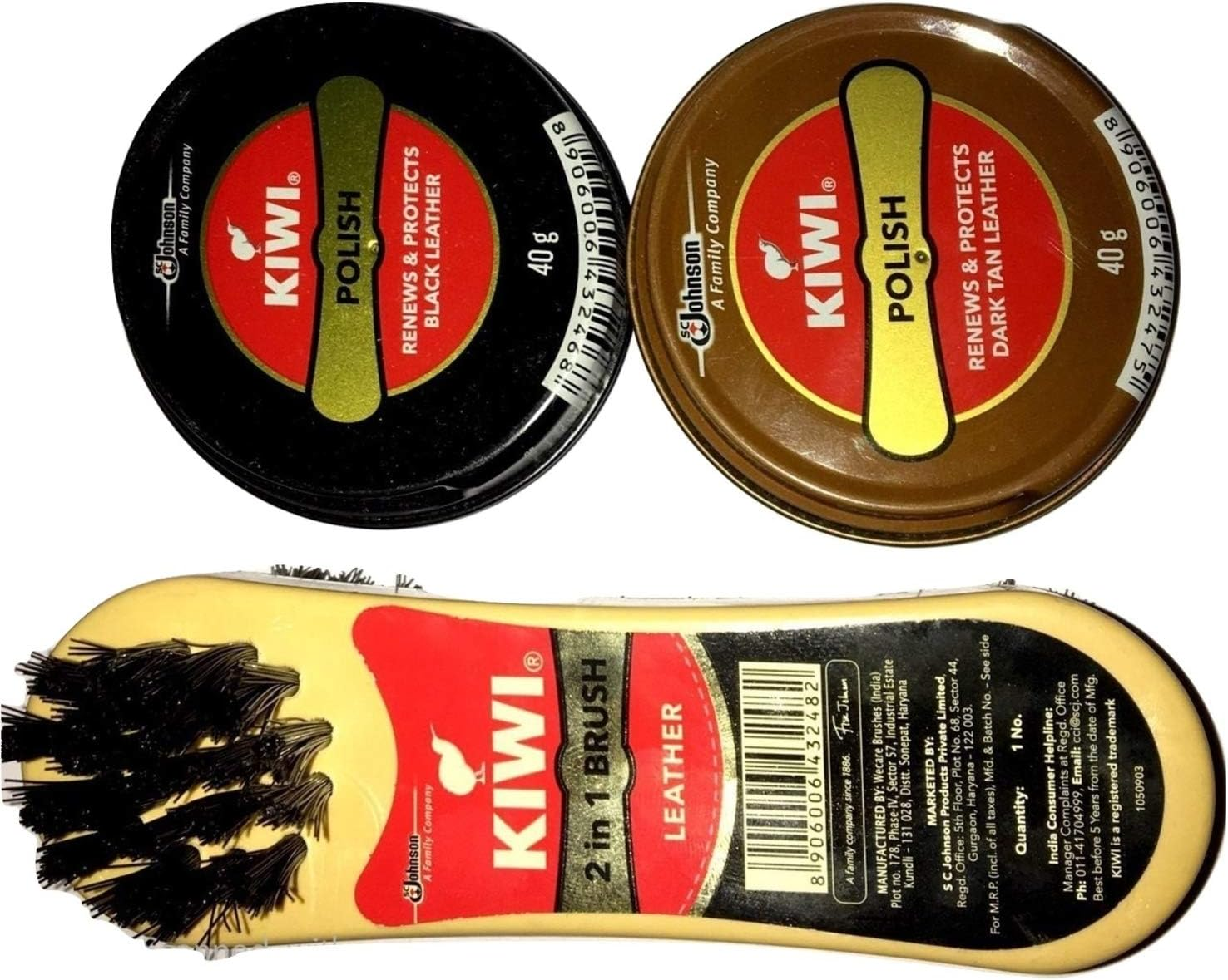 By Be the Bestest Kiwi Shoe Polish Paste B 0.2 Fl Oz with Kiwi Leather Shine Brush (Both (1 Each), Black and Dark Tan), Black & Dark Tan, Free Size image number 3