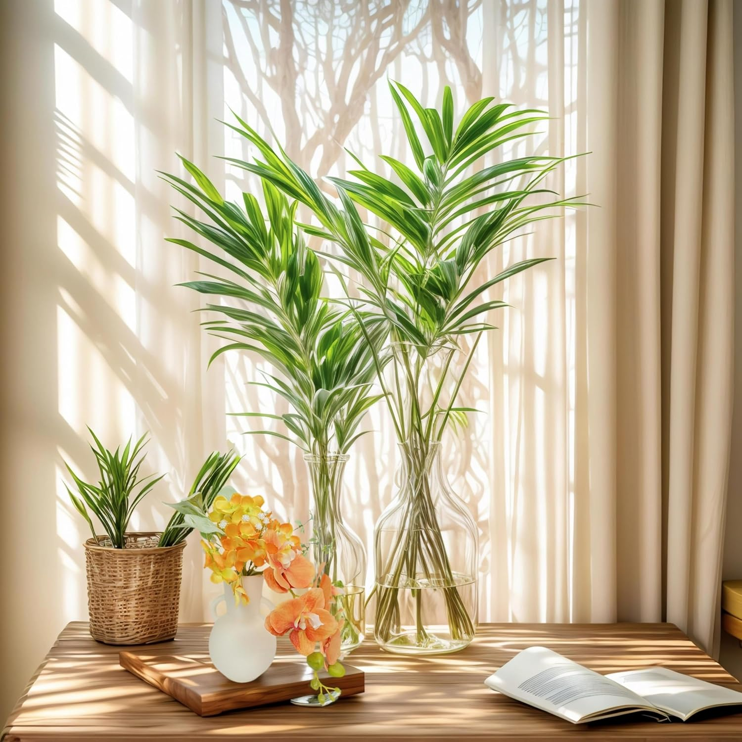 Noristyle Artificial Flowers for Decorations, Fake Flowers Orchid with Vase for Office Desk Table Decor for Women, Her, Girlfriend, Birthday Gifts