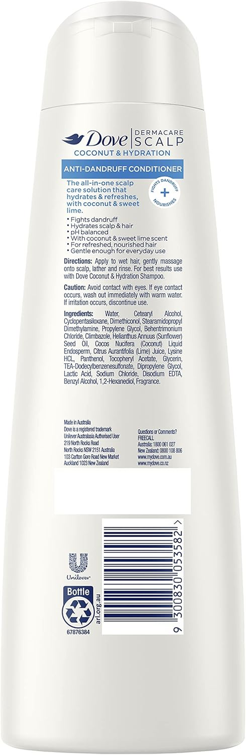 Dove anti Dandruff Conditioner Coconut Hydration 300 ML, White