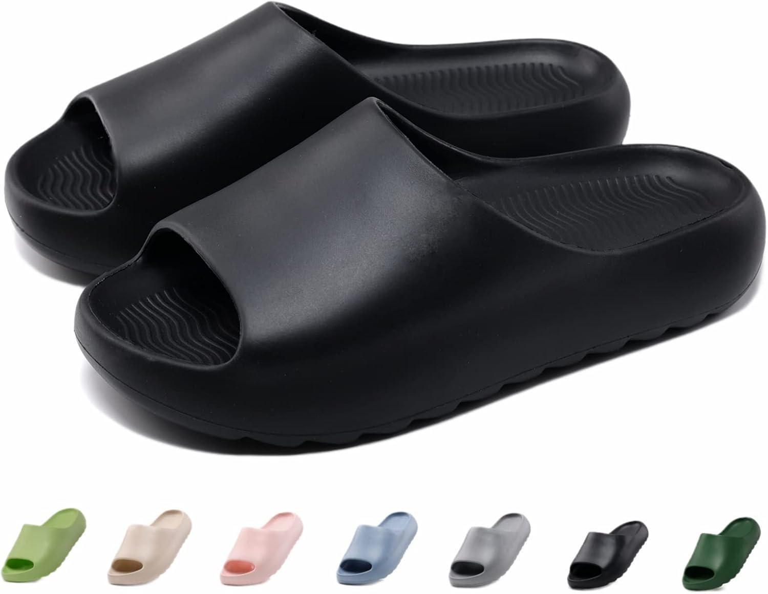 Cloud Slides for Women Men Kids, Pillow Slippers Comfy Non-Slip Soft Waterproof Bathroom Shower Shoes, Cushioned Thick Sole Sandals for Indoor and Outdoor