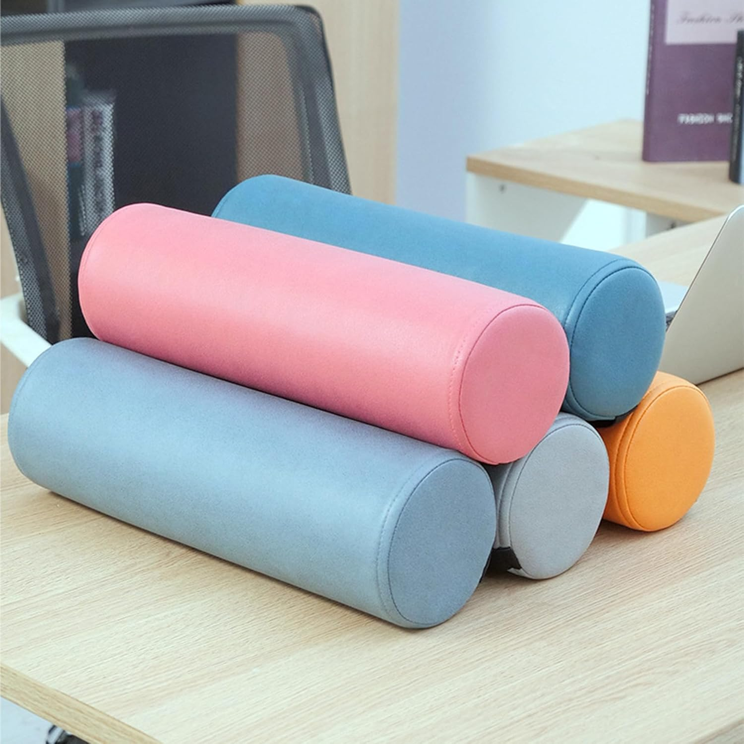 DUOLEH round Head Neck Bolster Pillow, round Roll Cylinder Pillow Back Support Cushions, Waterproof Lumbar Pillow for Sofa/Bed/Car, Headboard Pillow Bed Pillow (40X12Cm,Dark Grey) image number 2