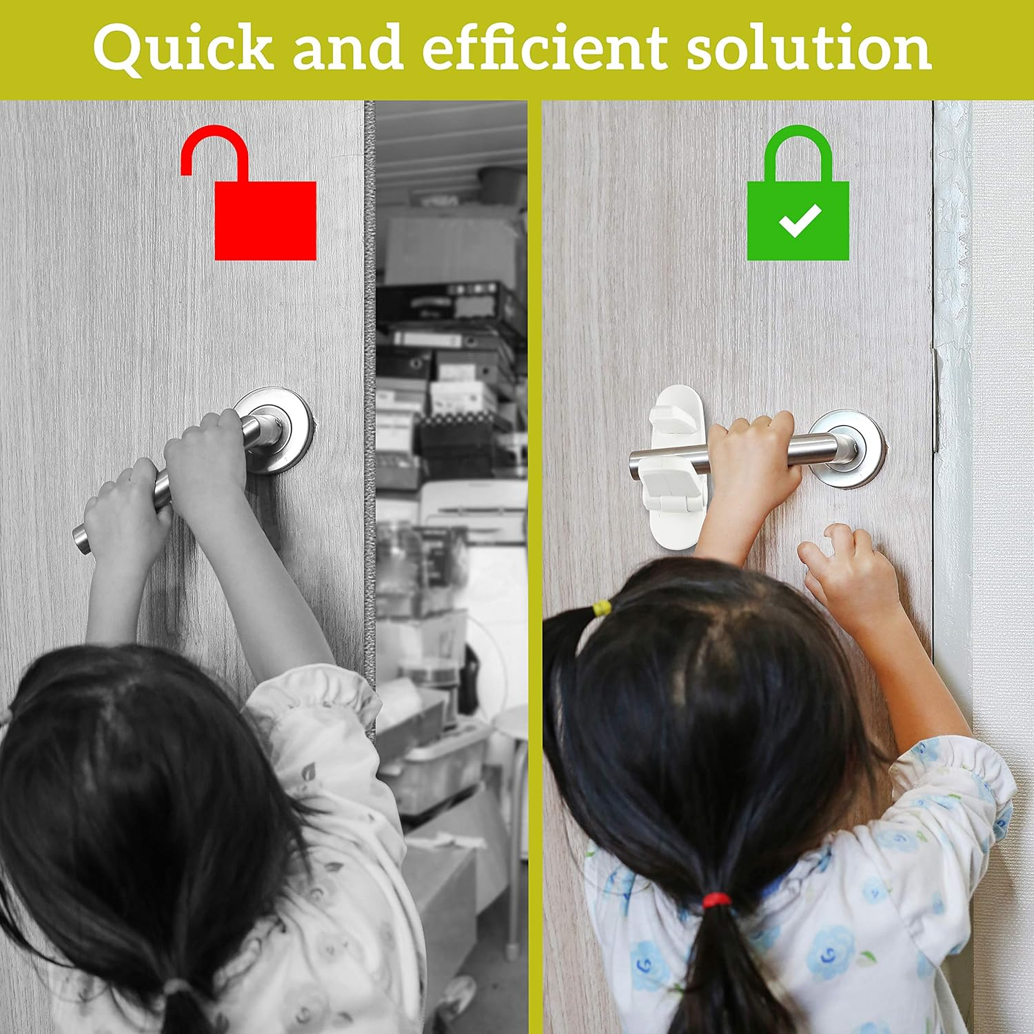 Improved Childproof Door Lever Lock 4-Pack Prevents Toddlers from Opening Doors. Easy One Hand Operation for Adults. Durable ABS with 3M Adhesive Backing. Simple Install, No Tools Needed (White, 4) image number 4