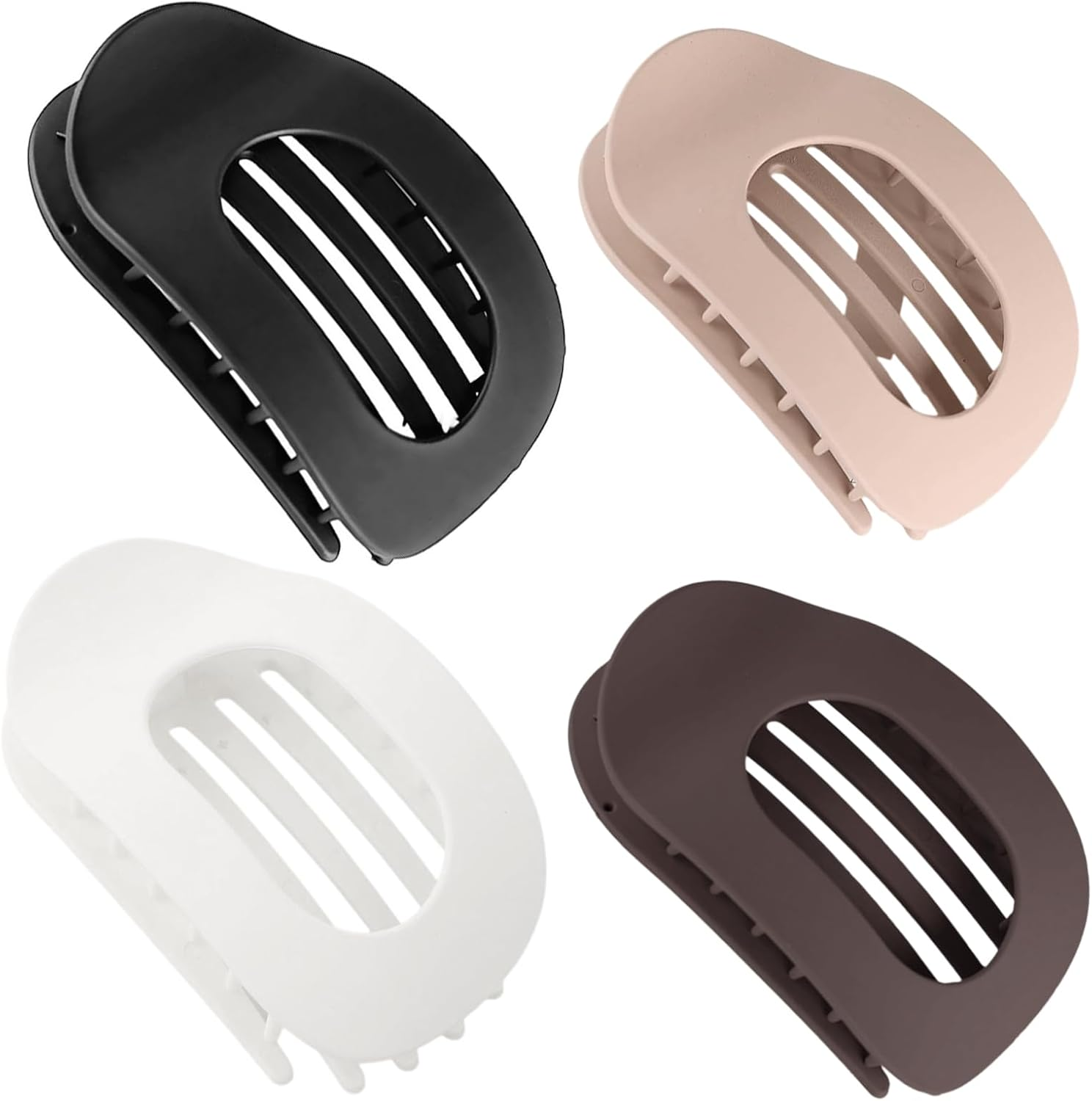 Pack of 4 Flat Hair Clips for Women, Simple Elegant Duckbill Hair Clip, Matte Large Hair Clip, Curved Design, Flat Secure Hold Inner Teeth, Hair Claws for Thin and Thick Hair image number 5