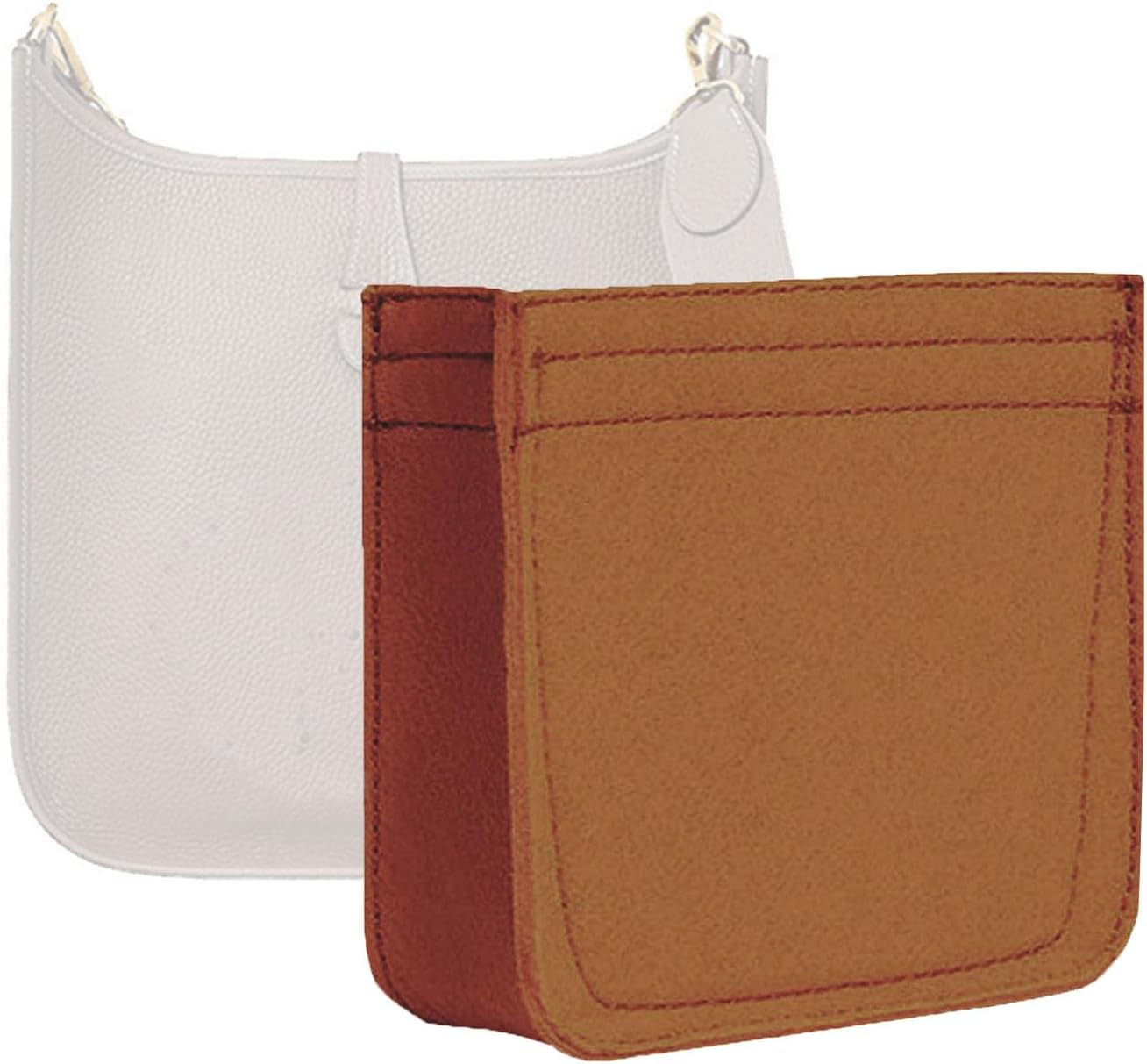 Lckaey Felt Organizer- for TPM Bag Evelyne III 16 Bags Insert- Handbag Insert Purse-1003Brown-S