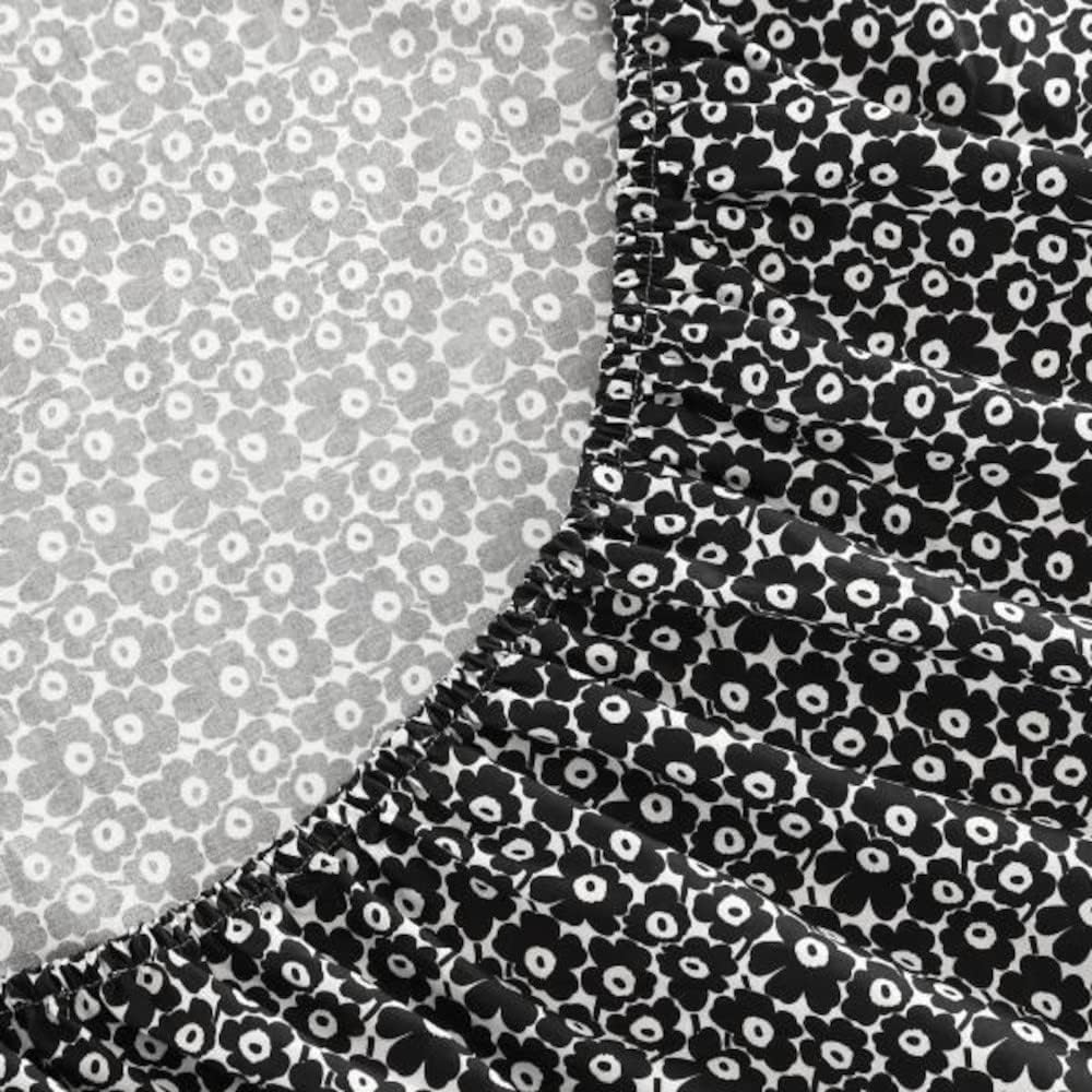 MARIMEKKO - Queen Sheets, Cotton Percale Bedding Set, Crisp & Cool Home Decor (Pikkuinen Unikko Black, Queen) image number 6