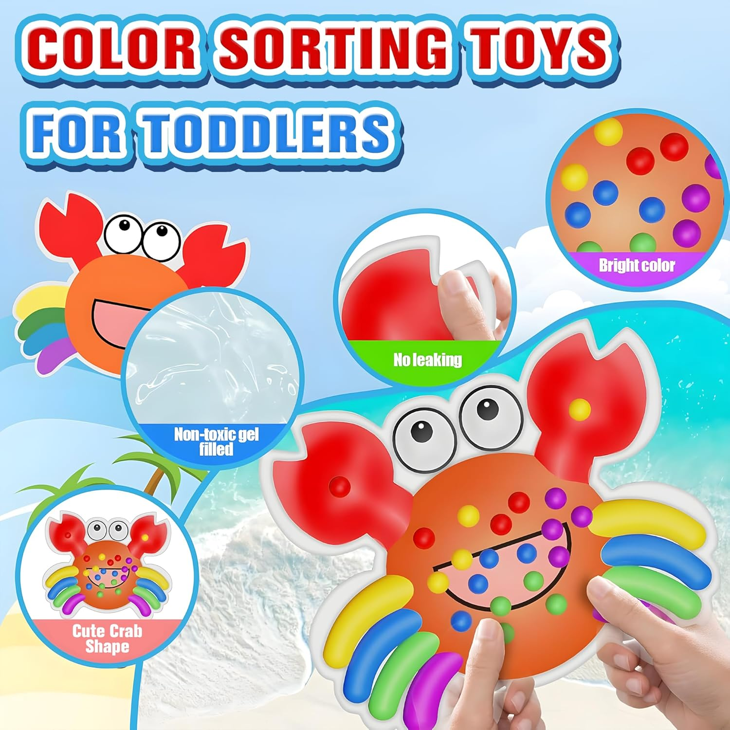 Colour Sorting Sensory Toys &ndash; Crab Color Matching Fine Motor Skills Game for Toddlers 3+ &ndash; Montessori Activity Toy, Preschool Learning, Calm down Toy for Boys & Girls &ndash; Christmas Stocking Stuffer Gift image number 3
