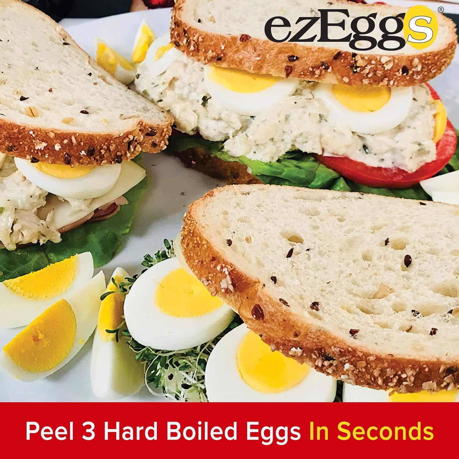 EZ EGGS Hard Boiled Egg Peeler, 5 Egg Capacity &ndash; Handheld Specialty Kitchen Tool Peels Egg Shells in Seconds (As Seen on TV)