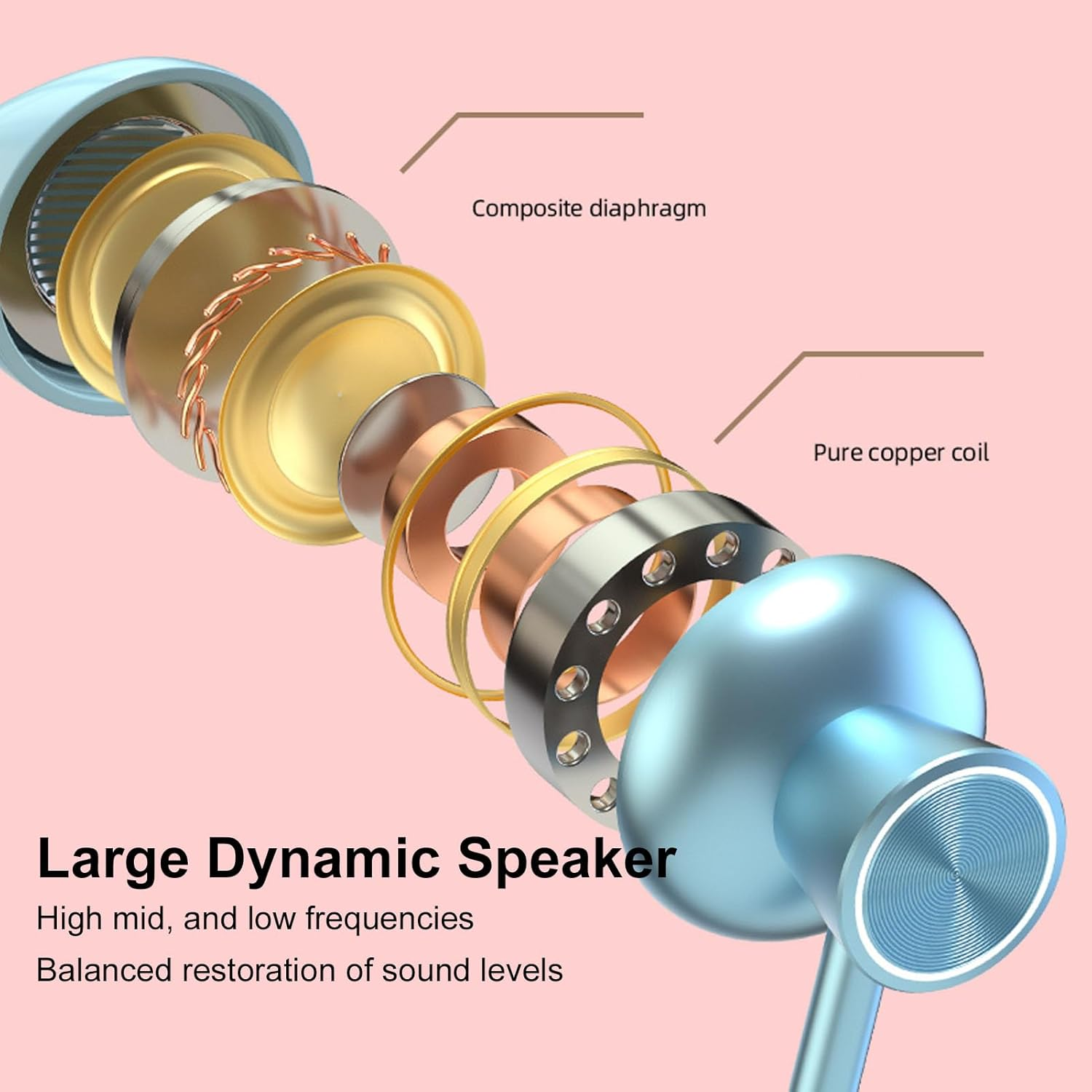 POENVFPO Neckband Headphones, RGB Backlight, Long Standby Time, Memory Card Playback, Wireless Headphones for Music Fans (Blue) - Blue image number 3