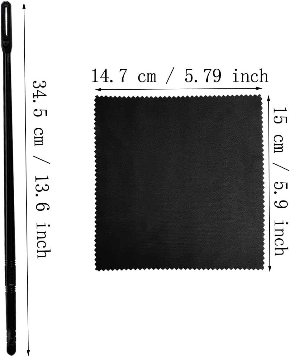 Flute Cleaning Rod with 3Pcs Flute Cleaning Cloth, Flute Cleaning Kit, Flute Cleaning Rod and Flute Cleaning Cloth, Cleaning Swabs Flute Cleaning Cloth, Flute Cleaning Cloth (Black) - Rod With 3Pcs Flute Cleaning Cloth image number 6