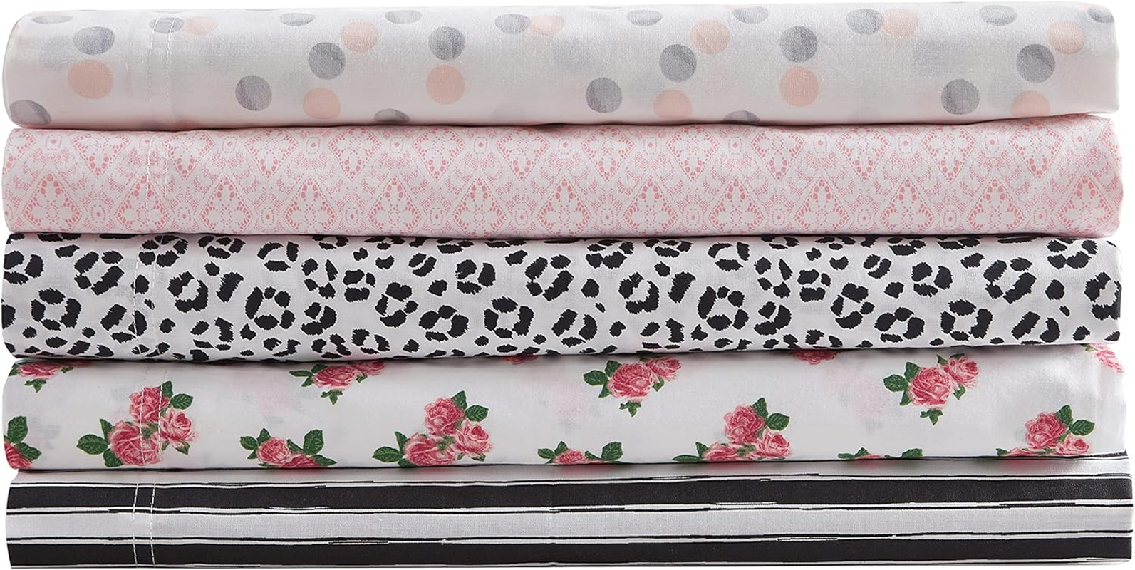 Betsey Johnson- Queen Sheet Set, Cotton Percale Bedding Set, Crisp & Cool, Lightweight & Breathable (Teeny Tiny Roses, Queen) image number 6