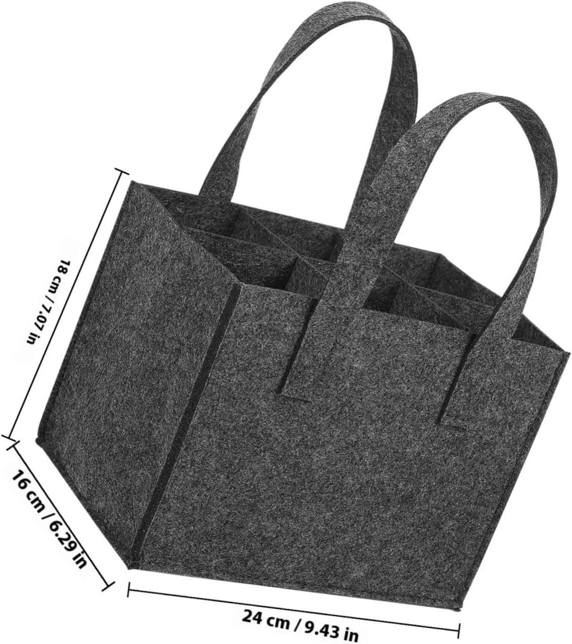 MOTHNUR Felt Wine Bag Wine Carrier Tote Bag with Divider 24X16X16Cm Reusable Felt Bottle Handbag for 6 Bottles Tote Suitable for Travel and 4Pcs image number 3