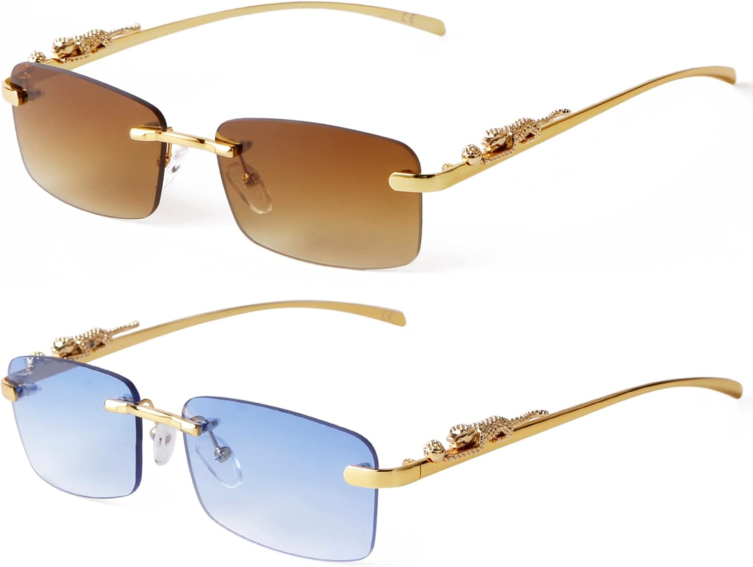 Sdinm Small Narrow Rimless Sunglasses Fashion Frameless Rectangle Tinted Lens Eyewear 90S Glasses for Women Men