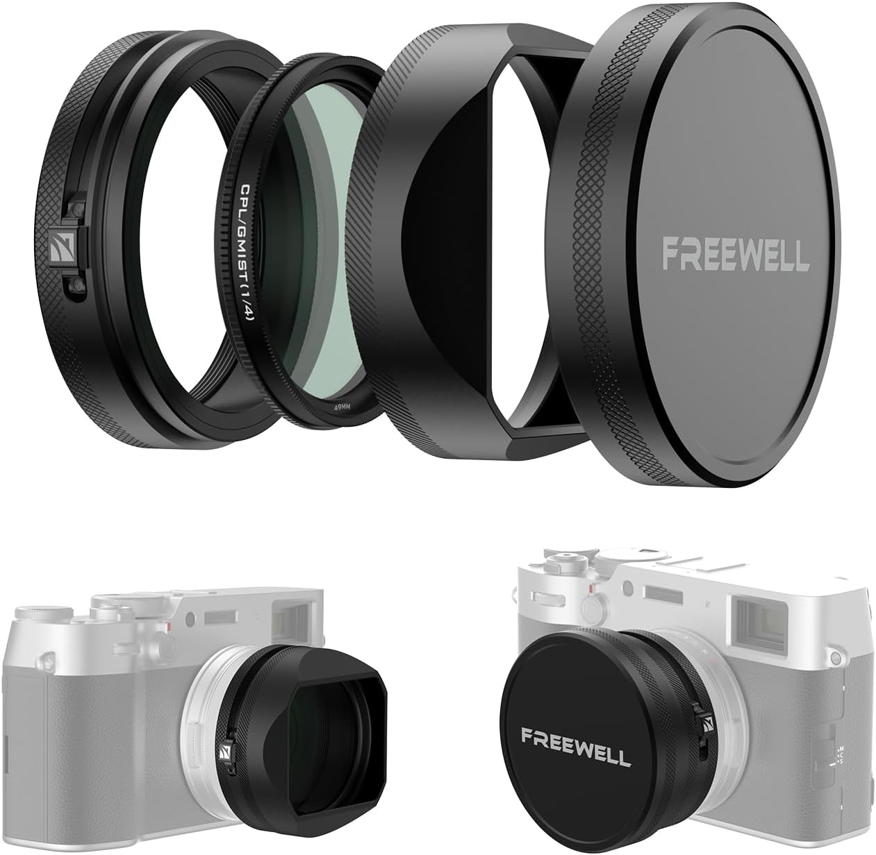 Freewell CPL/GMIST (1/4) Filter Kit with Lens Hood for Fuji X100 Series (X100, X100S, X100F, X100T, X100V, X100VI) (Silver)