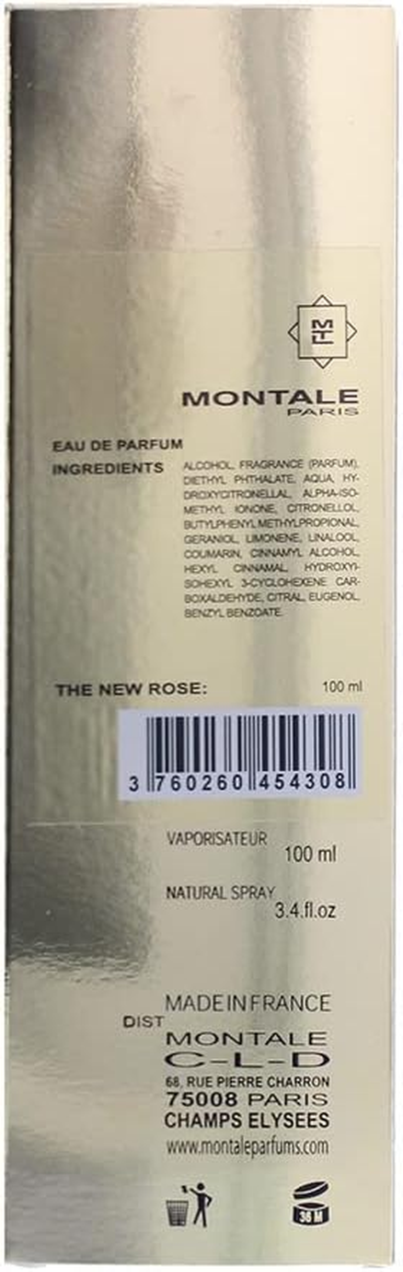 Montale the New Rose Eau De Parfum Spray for Unisex 100 Ml