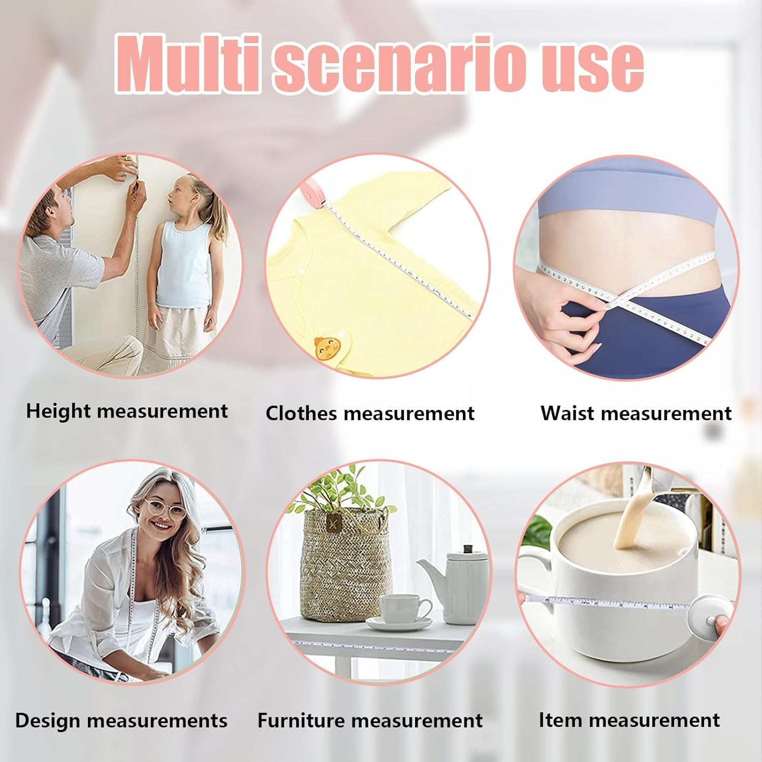 2 Pcs Body Measuring Tape, Retractable Measurement Tape for Body, Tailor, Sewing, Craft, Cloth (Rose, Pink)