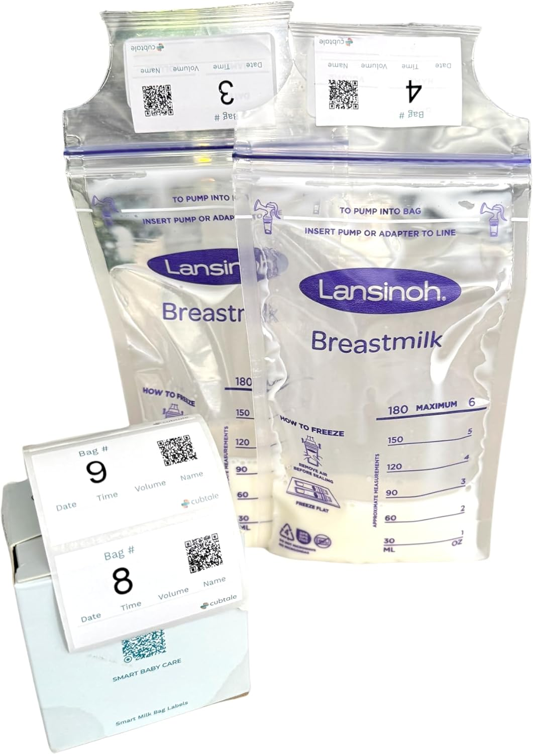 Cubtale Smart Milk Bag Labels - Milk Expiration, Inventory and Storage Tracking, Caregiver Access to Breastmilk Details with QR Code - Consecutively Numbered Self-Adhesive Labels image number 4