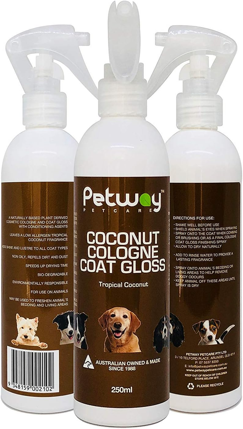 Petway Petcare Coconut Cologne Coat Gloss for Dogs and Puppies, Dog Cologne Spray with Coconut for Conditioning, Dog Gloss with Deodoriser, Pet Odor Eliminator and Dog Spray for Grooming, 250Ml image number 3