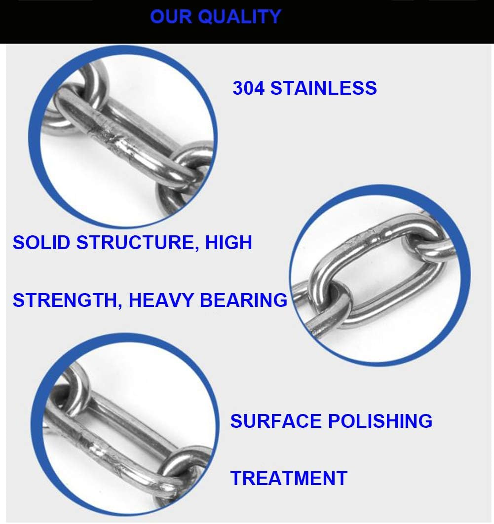 MIKMAYTOO Heavy Duty Stainless Steel Chain 550LB Capacity for Punching Bags Hanging Chair Hammocks Swing Trapeze Yoga image number 4