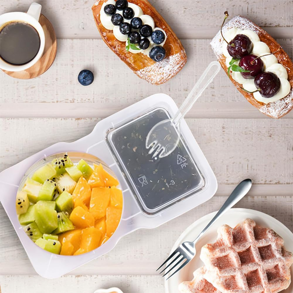 50-Pack Leakproof Dual-Compartment Sauce Containers with Lids & Spoons &ndash; Bpa-Free, Reusable 60Ml Food Storage for Dips, Snacks, Salad, Party, Picnic, Travel & Takeout &ndash; Microwave Safe image number 6