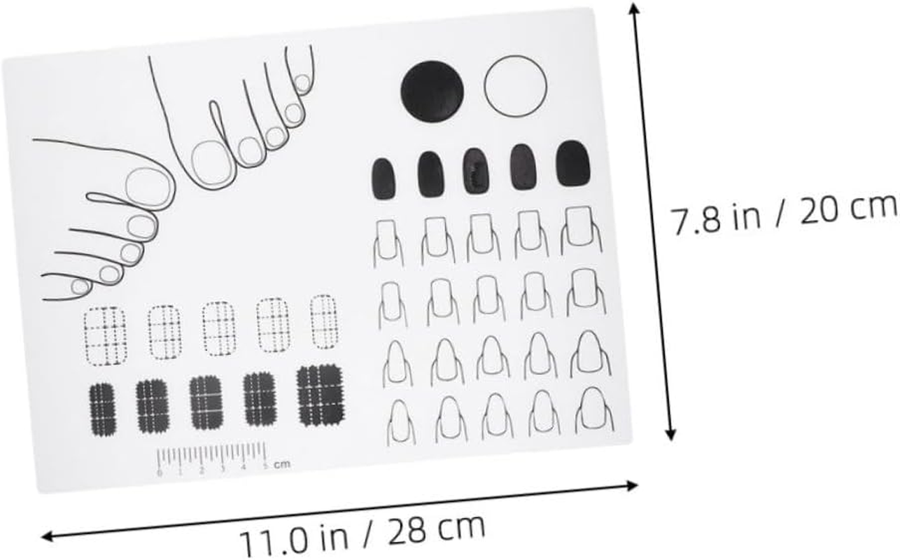 ERINGOGO 2Pcs Reusable Silicone Nail Art Practice Mat Lightweight Washable Manicure Cushion for Beginners Nail Color Mixing and Stamping Home and Salon Use image number 6