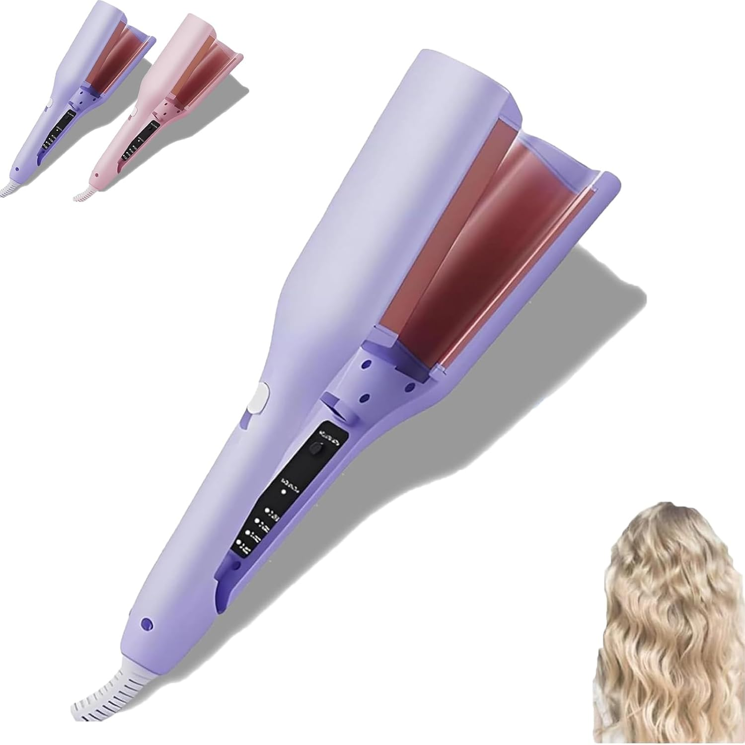 Homessencials Hair Styling Tool with Negative Ionic Technology, Homessencials 3D Curling Iron, 4 Gears Double-Sided Heating, Long Lasting, for Travel & Home (2Pcs)