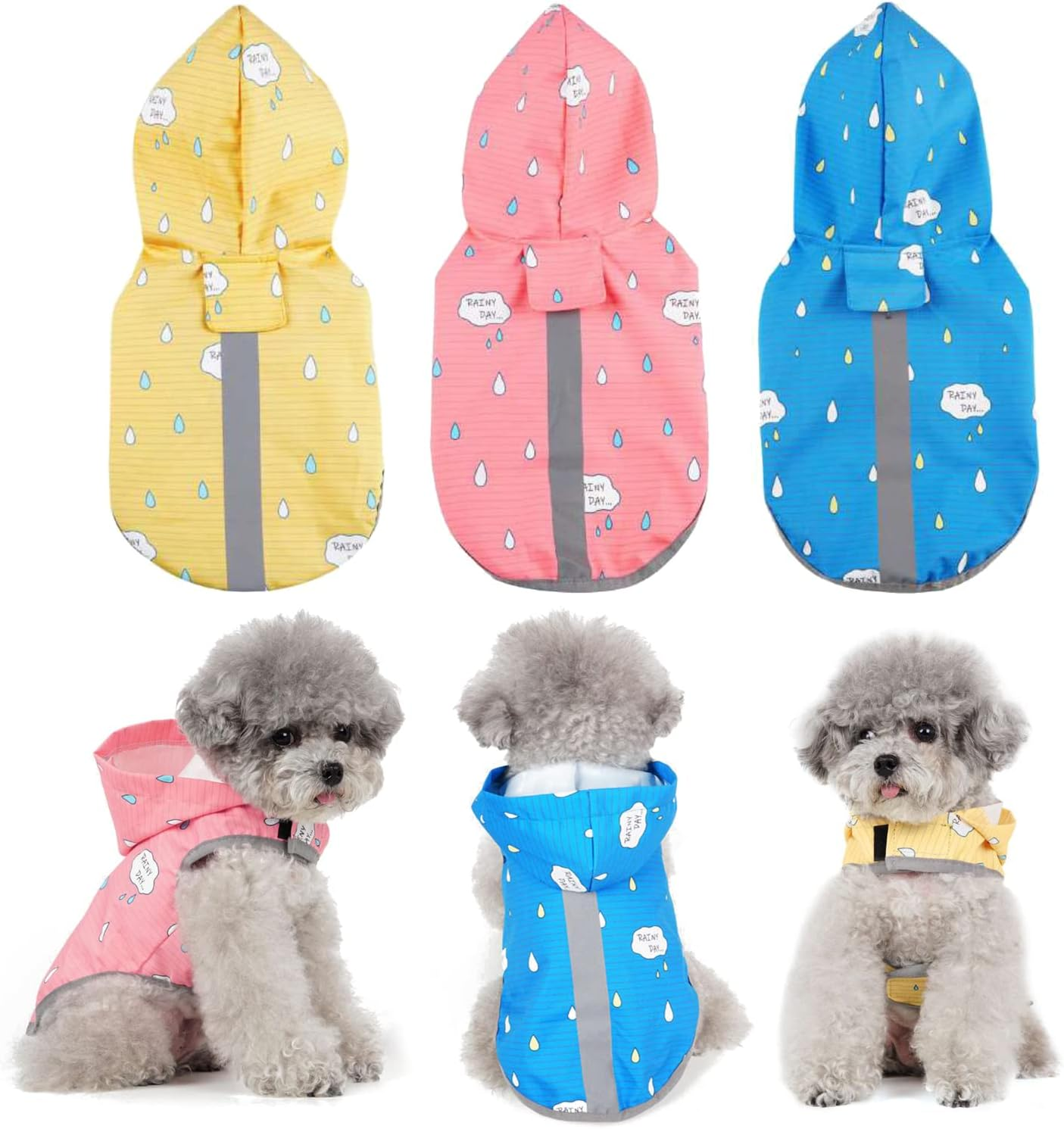 BPS Waterproof Pet Dog Rain Jacket Waterproof Hooded Pocket for Small Medium Large Dogs with Material 100% Polyester (S, Decorative Red) BPS-16173RJ