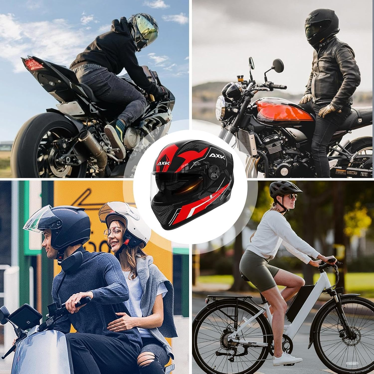 Full Face Motorcycle Helmet, Duals Visor Motorcycle Helmet, Unisex Full Face Street Motorbike Protective Crash Lid for Sport Touring and Road Bike Riding, Mountain Bikes Headwear for Adults image number 3