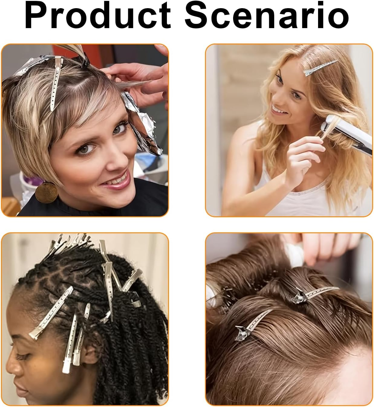 24 Pcs Duck Bill Clips,Funcyboo 3.5 Inch Styling Hairpins, Silver 8 Hole Design Duckbill Hairpins for Hair Styling, Salon Hair Dyeing Daily Styling