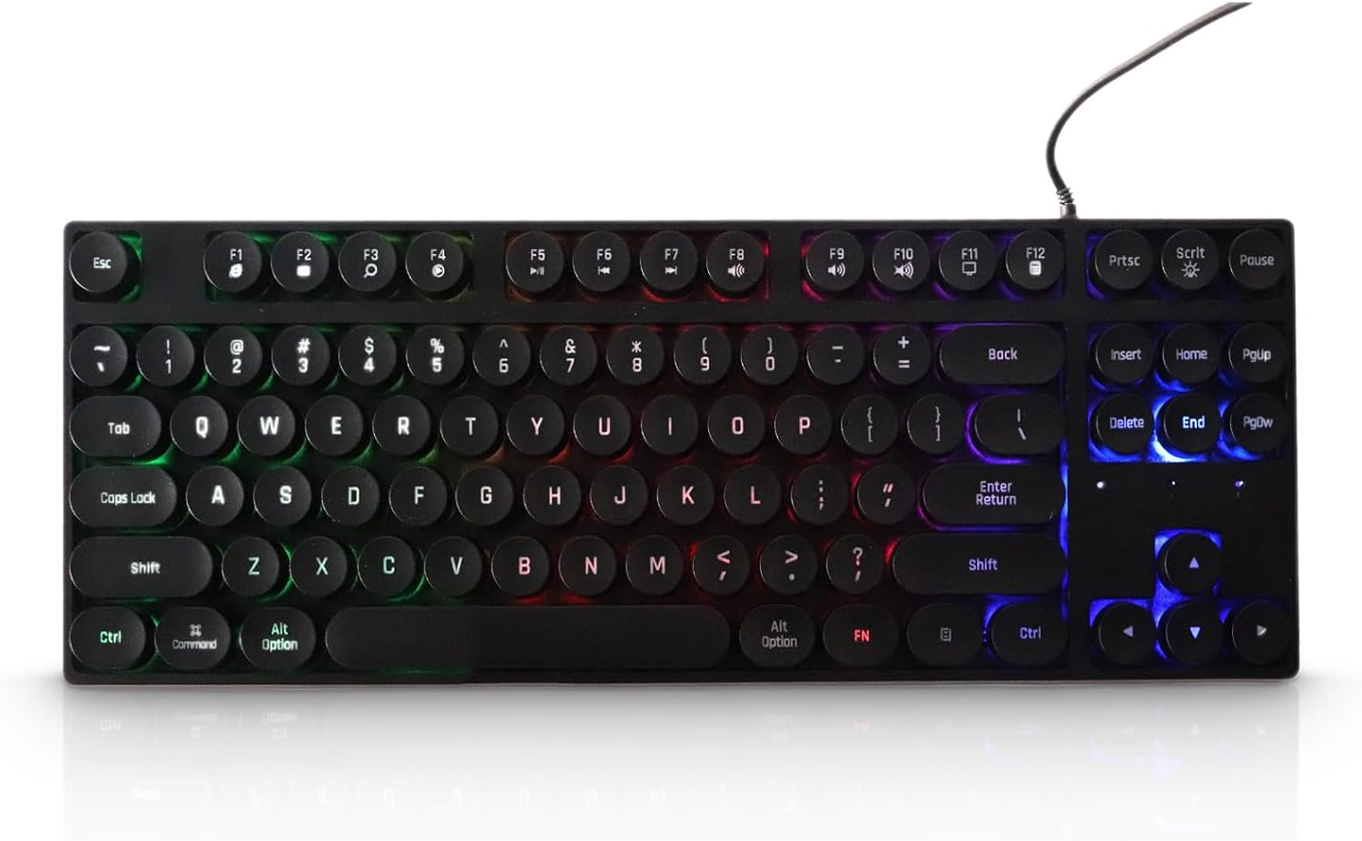 87 Keys Typewriter Style Mechanical Gaming Keyboard, Colorful Backlit Retro Punk round Keycaps Keyboard, anti Ghosting Hot Swap USB Wired Keyboards, for Gamers, Typists (Black)