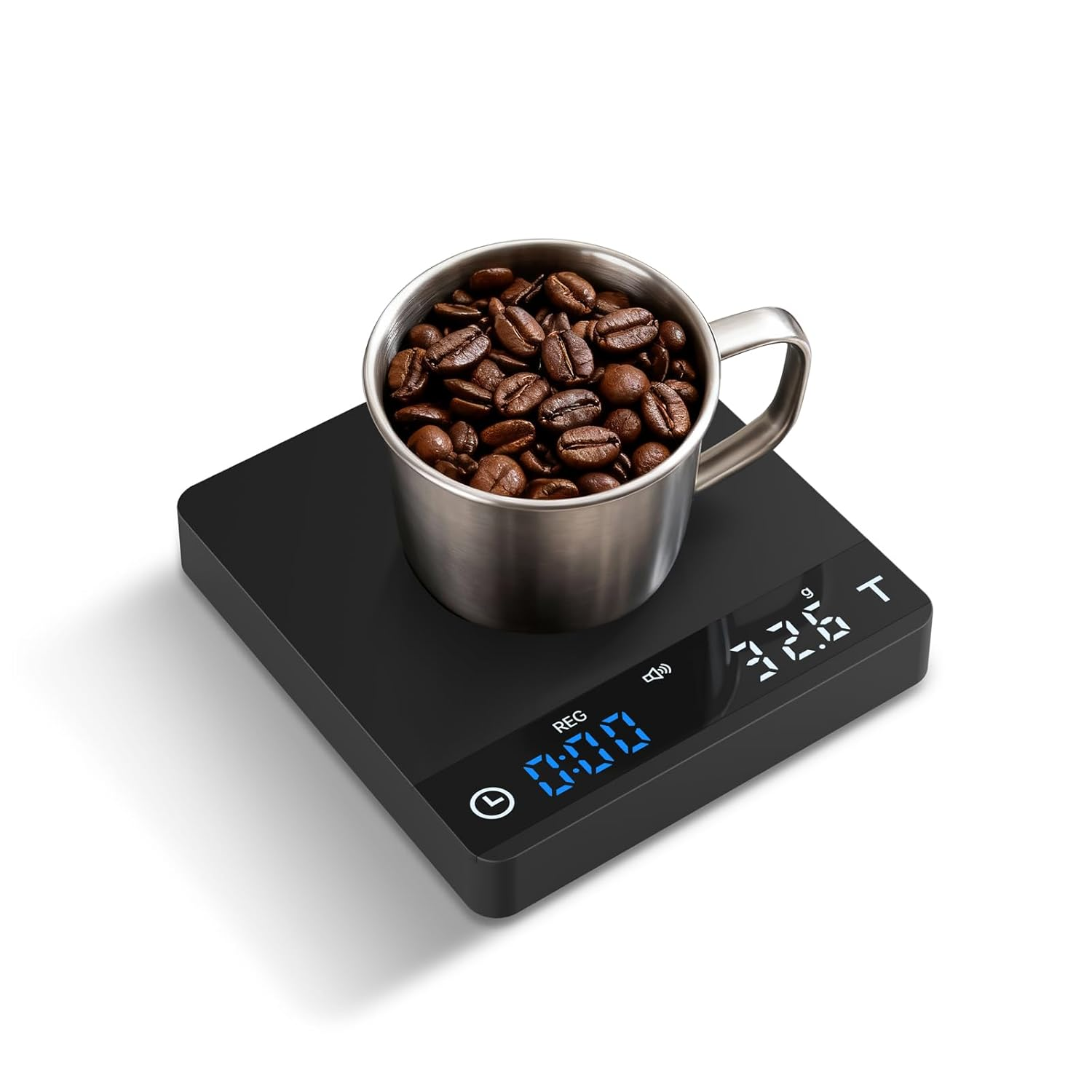 Mini Coffee Scale with Timer, Espresso Scale with Auto Timing, 3 Mode for Espresso Machine and Pour Over, 2Kg/0.1G High Precision Scale, Anodized Aluminum Body with LED Display, Rechargeable