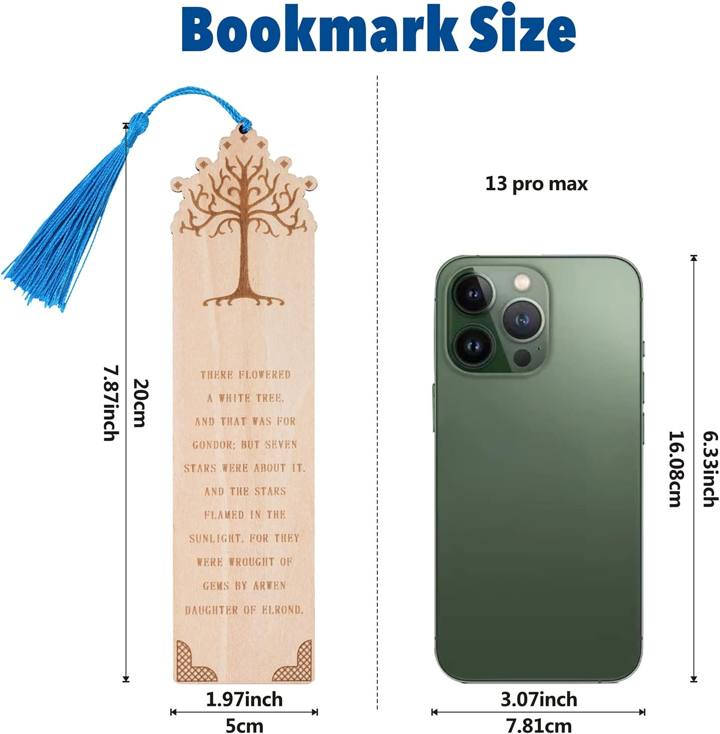 5 Pieces LOTRS Bookmark for Men & Women, Lord of Rings Themed Hobbits Bookmarks Set with Silk Tassel, Wooden Book Markers for Reading (Ideal for Gift) image number 5