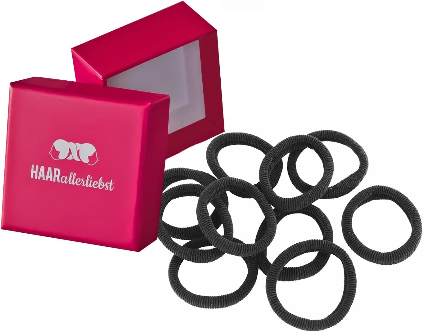 Haarallerliebst Hair Bobbles Extra Soft (Pack of 10 | Dark Brown | 4 Cm) with Box for Storage (Box Colour: White; Colour: Brown)