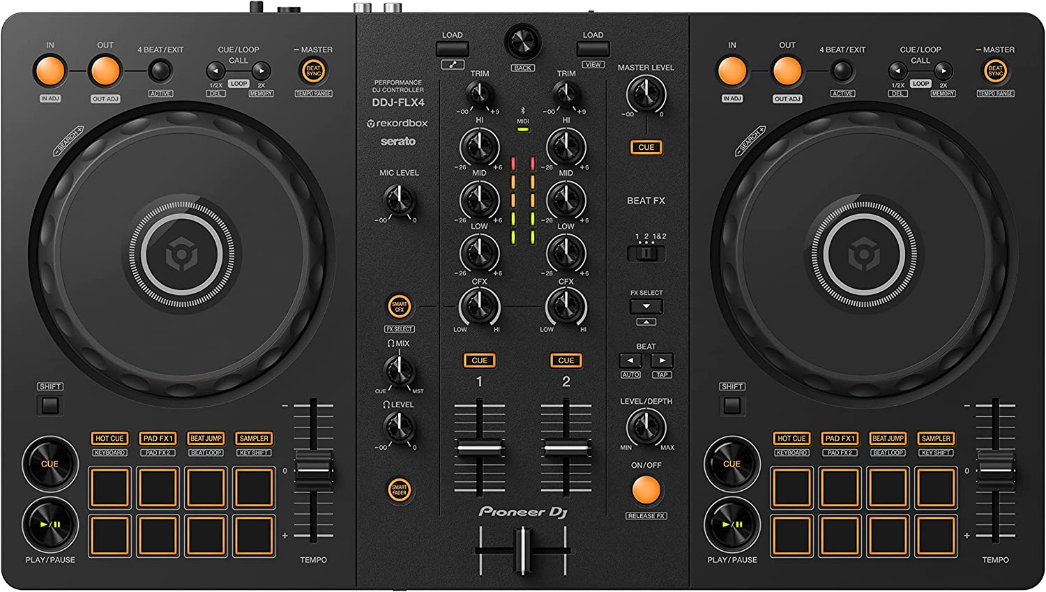 Pioneer DJ DDJ-FLX4 2-Deck Rekordbox and Serato DJ Controller - Graphite image number 6
