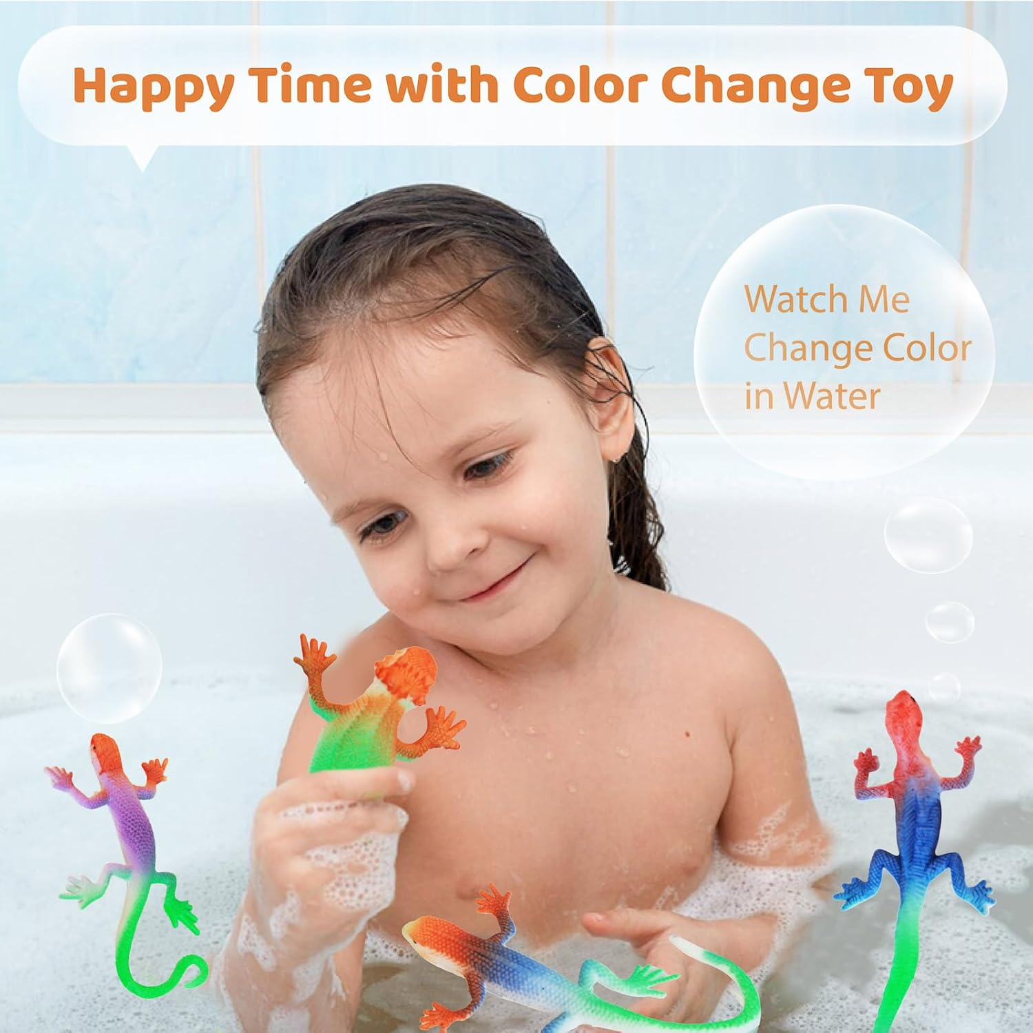 Lizard Series -16Pcs Temperature Color Changing Bath Toys,Water Table Toy for Easter Egg Fillers,Goodie Bags Fillers,Themed Party,Classroom Rewards,Carnival Prize, for Kids 3+ image number 3