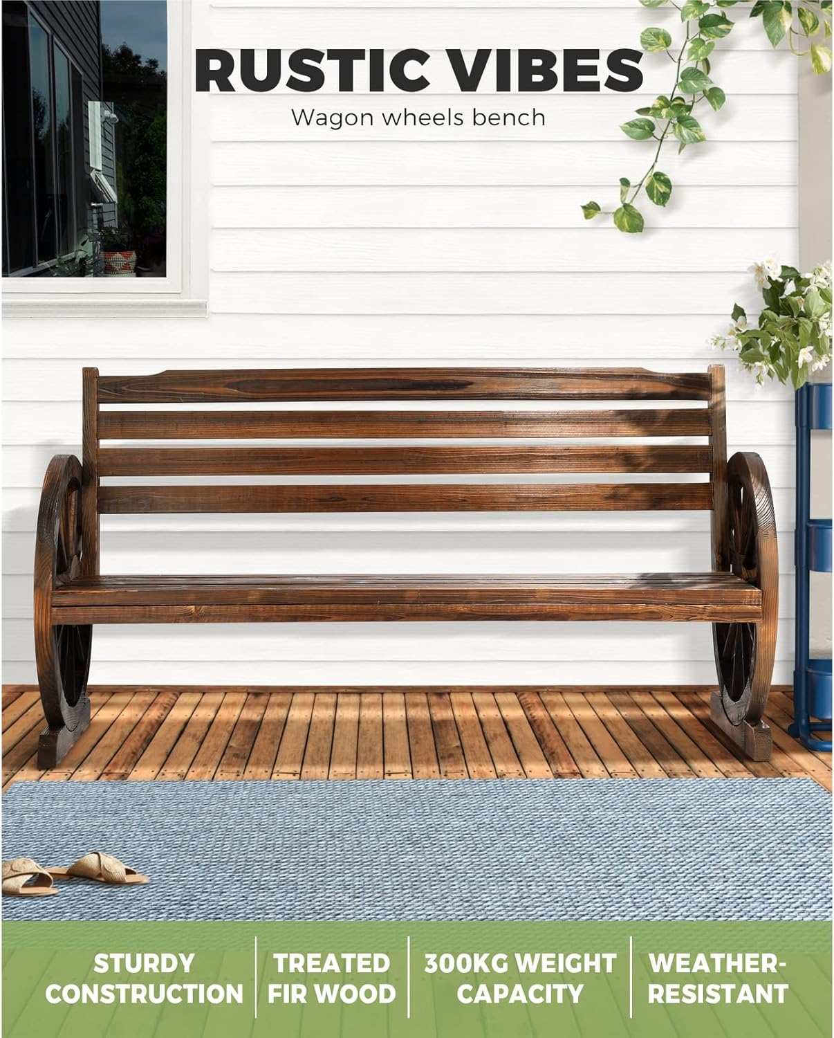 LIVSIP Outdoor Furniture Garden Bench Chair Patio Furniture Charcoal image number 3