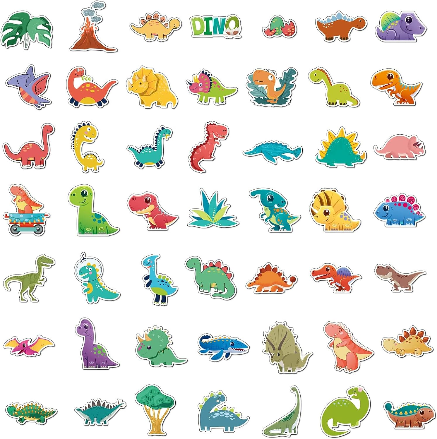100 Pcs Cute Dinosaur Stickers for Kids, Water Bottle Stickers, Kawaii Vinyl Phone Laptop Skateboard Waterproof Stickers, Bulk Aesthetic Sticker Packs for Teens Boys Girls Teacher image number 4