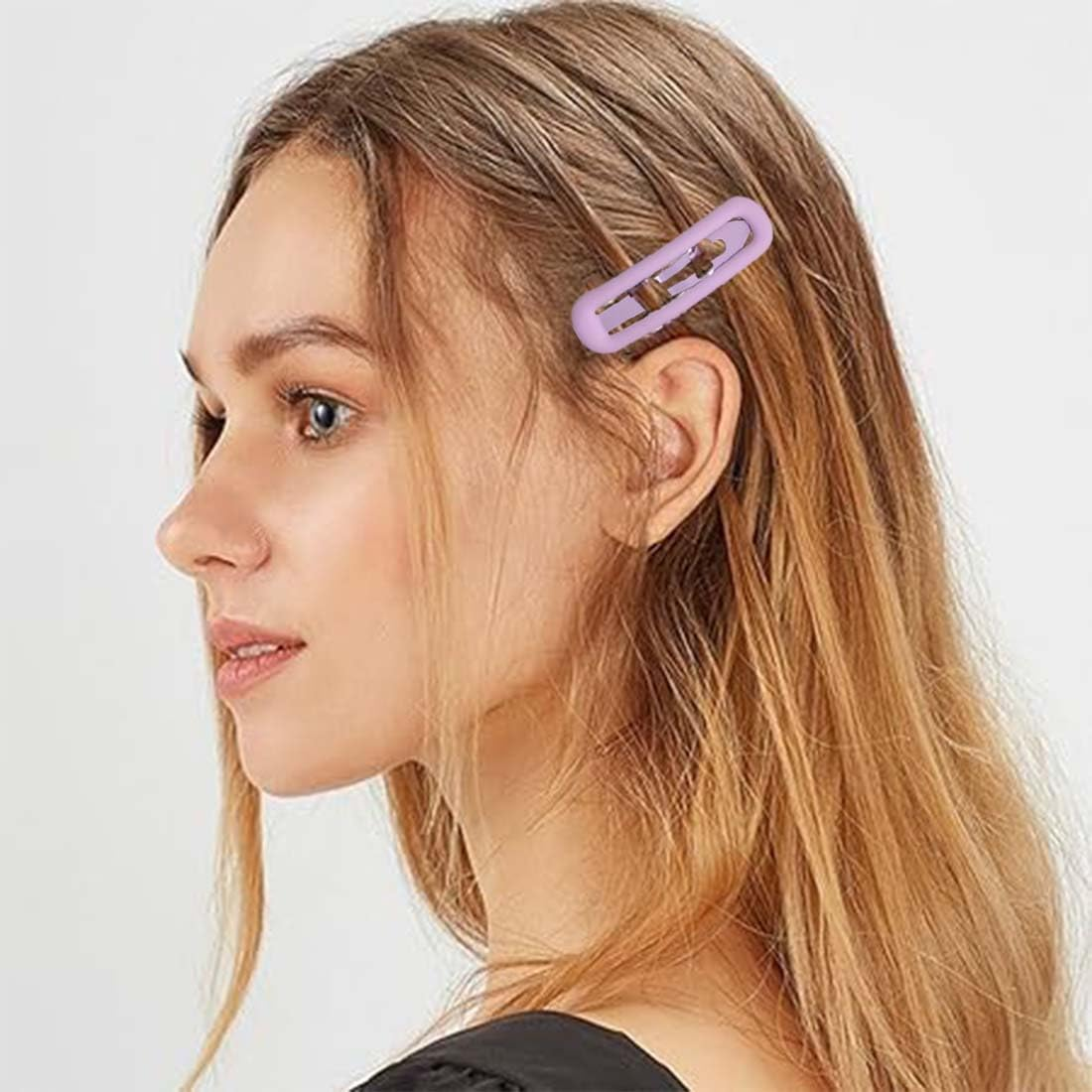 LAKJUOZ Pack of 8 Large Hair Clips Metal Snap Hair Clips, No Slip Hair Clips, Large 6.8 Cm, Candy Colours, Cute and Elegant Hair Clips, 8 Colours image number 3