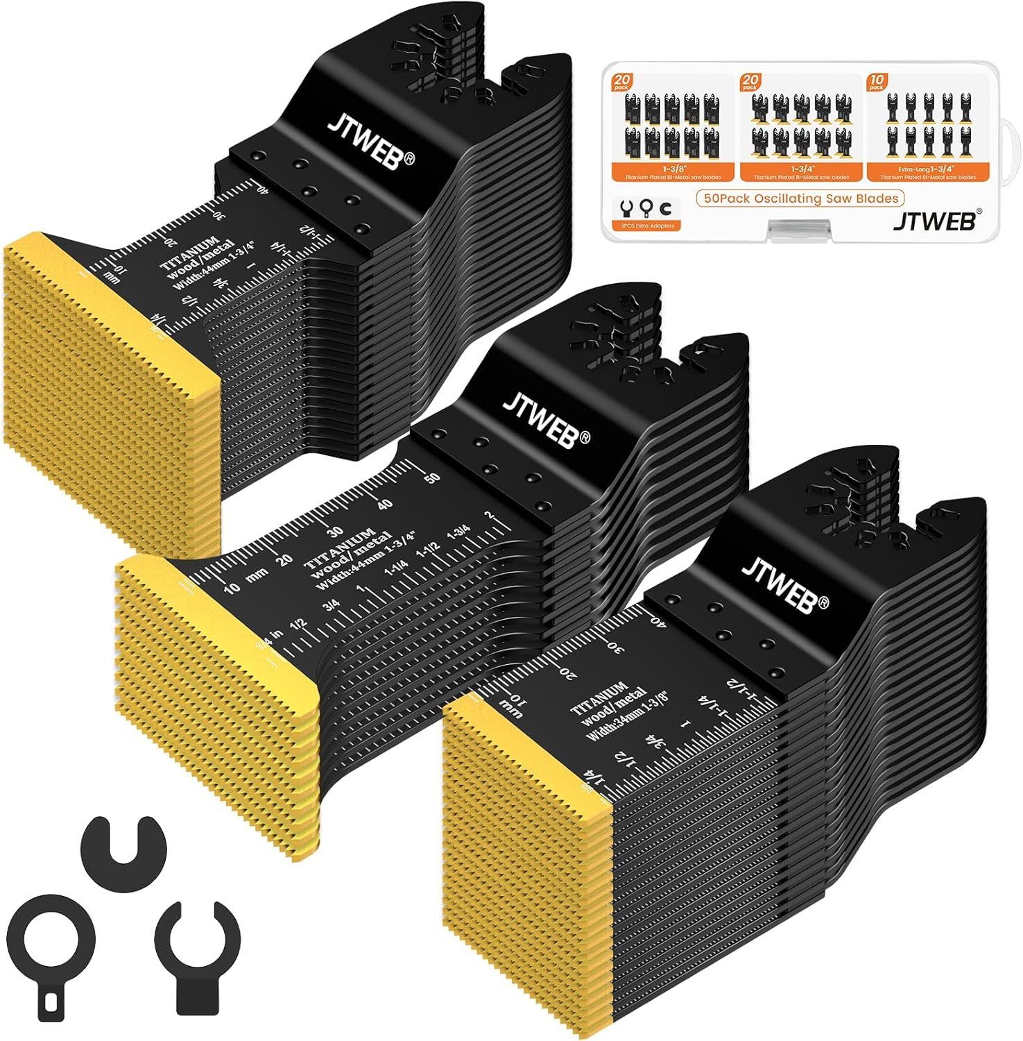 JTWEB Titanium Oscillating Tool Blade, 10PCS Oscillating Saw Blades Metal Cutting Multi Tool Blades Kits Wood and Metal Nails Plastic, Multitool Blades Fit Dewalt Milwaukee Bosch Dremel Rockwell