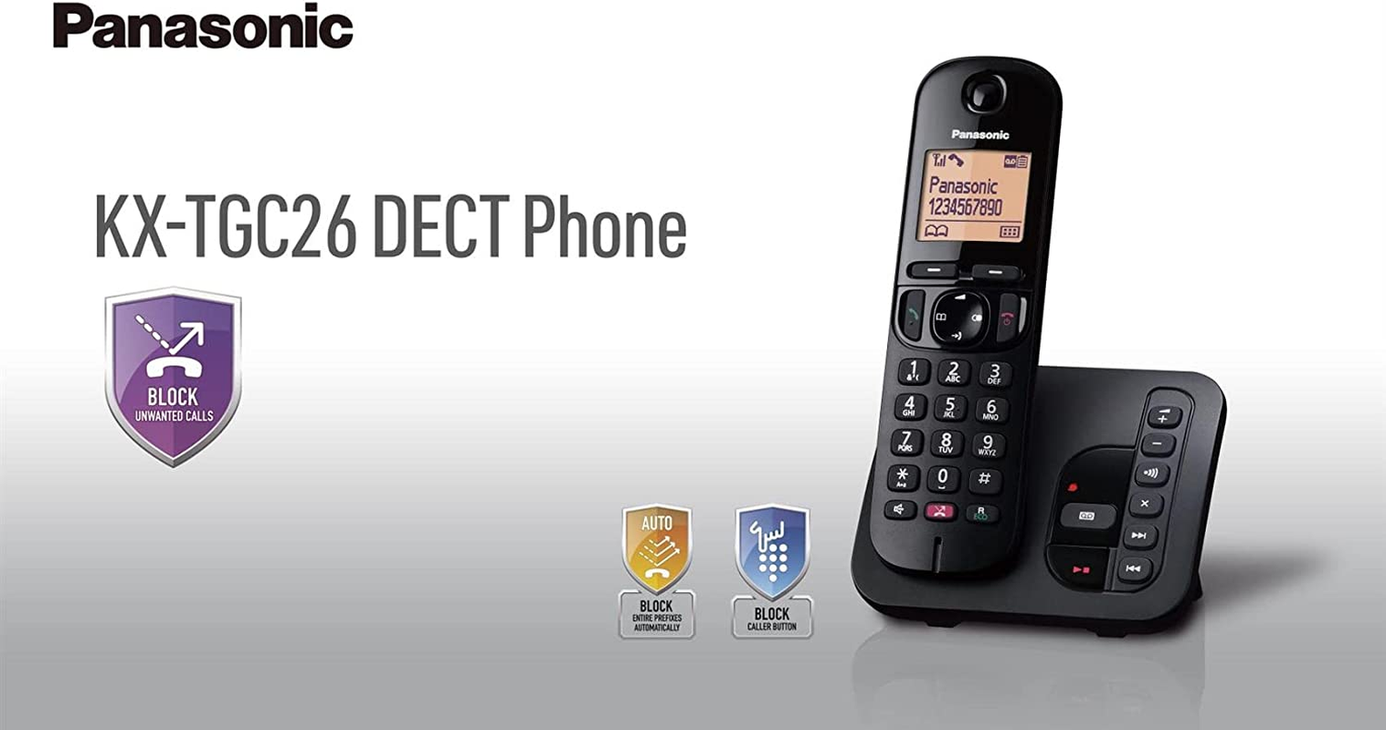 Panasonic KX-TGC263E Digital Cordless Phones: 18-Min Answering Machine, Dedicated Call Block Button, an Easy-To-Read Dot-Matrix Display and a Hands-Free Speakerphone image number 6